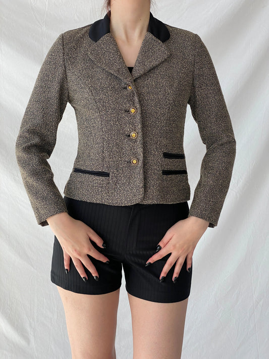 Gorgeous Vintage Dani Max Petite Gray Tweed Fitted Women’s Blazer - M - Balagan Vintage Blazer 00s, Ayah, blazer, Coats&Jackets, full sleeve blazer, striped, tweed blazer, Women's Blazers