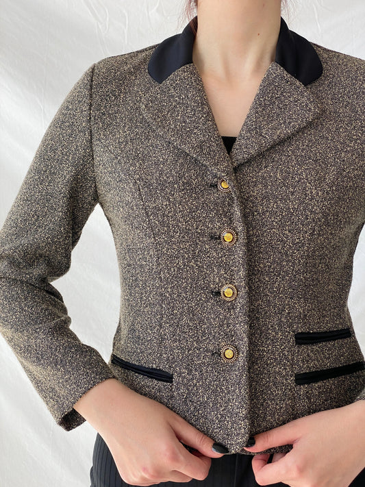Gorgeous Vintage Dani Max Petite Gray Tweed Fitted Women’s Blazer - M - Balagan Vintage Blazer 00s, Ayah, blazer, Coats&Jackets, full sleeve blazer, striped, tweed blazer, Women's Blazers