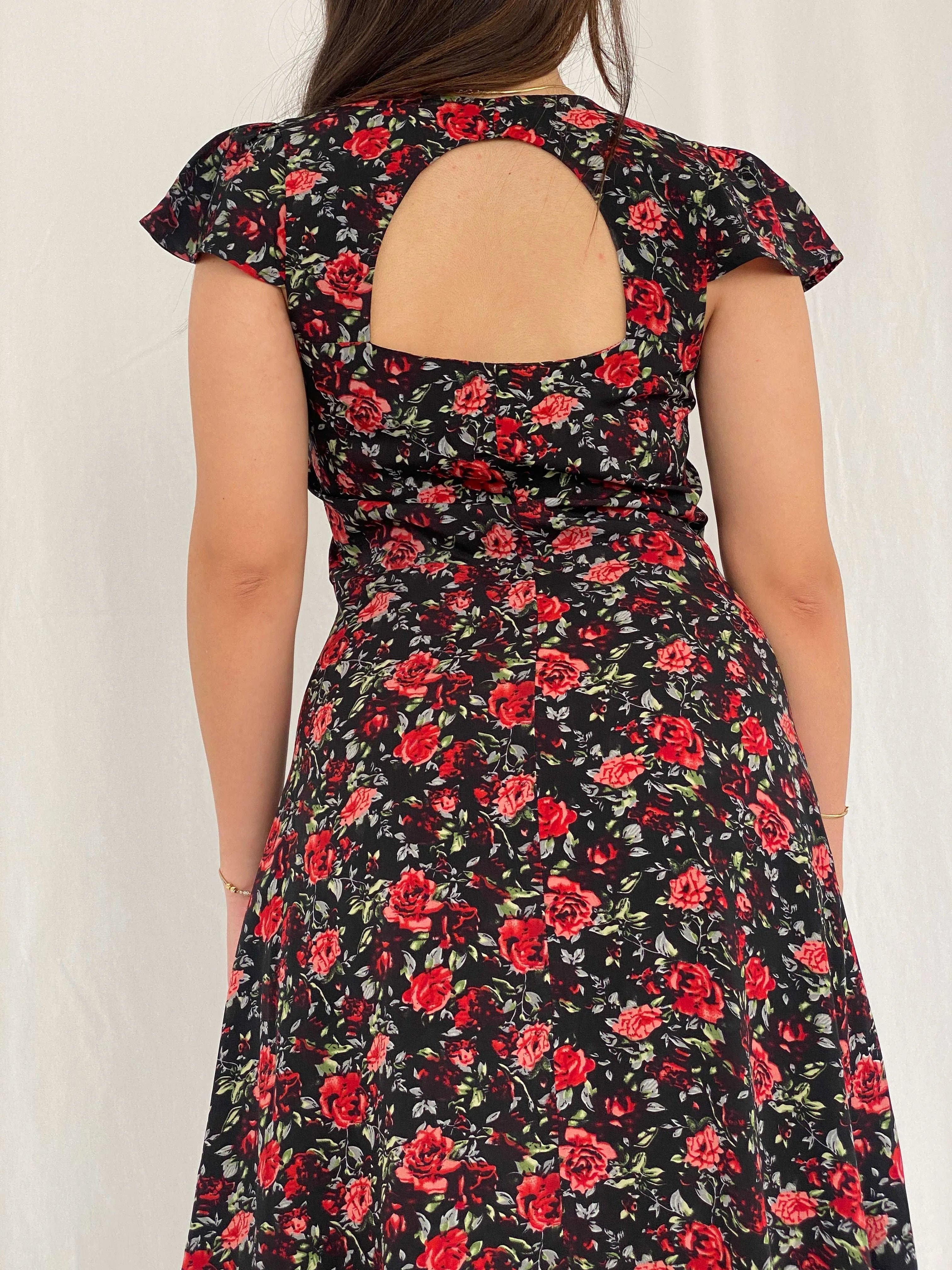 Gorgeous Vintage Floral Button Up Dress - Size M - Balagan Vintage Maxi Dress 00s, 00s dress, floral, floral dress, floral print, maxi dress, Rama