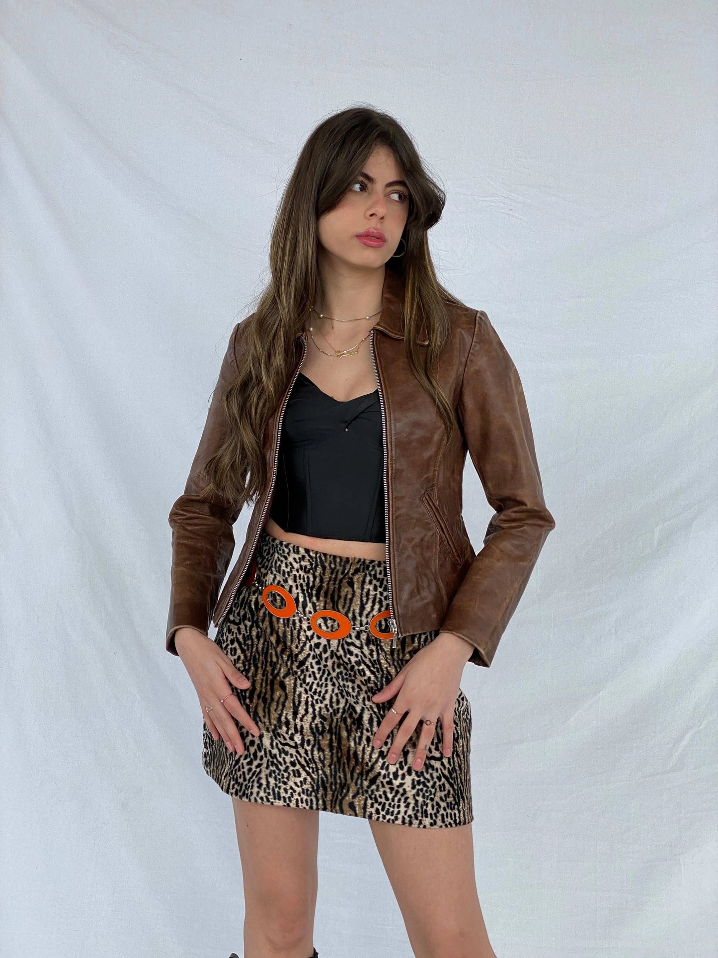 Gorgeous Vintage LLD Original Genuine Leather Fitted Jacket - Balagan Vintage Leather Jacket 00s, 90s, brown leather, genuine leather jacket, Mira