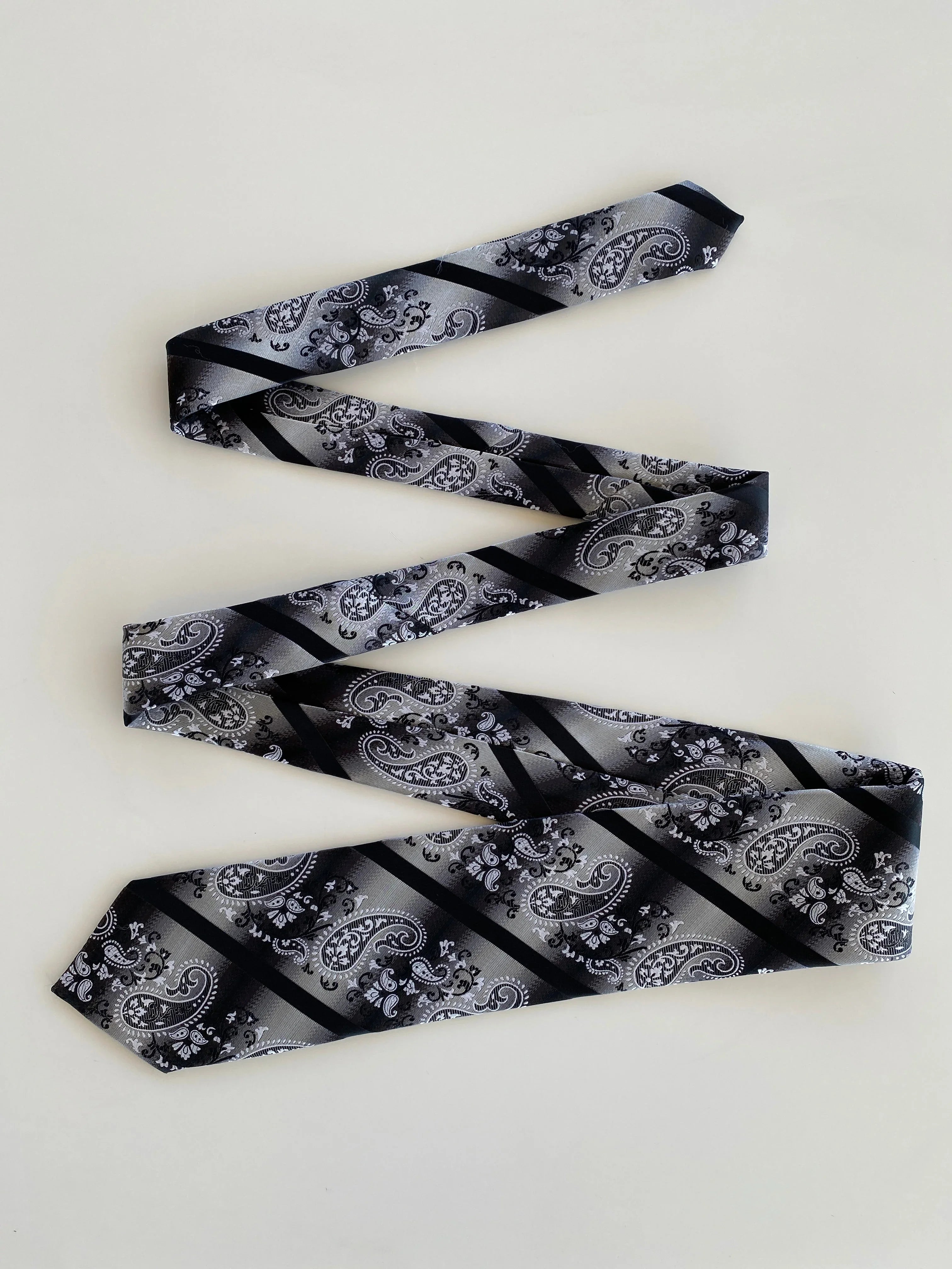 Handmade Pegasus Black & White Paisley Print Men’s Neck Tie - Balagan Vintage Ties printed ties, tie, vintage, vintage ties