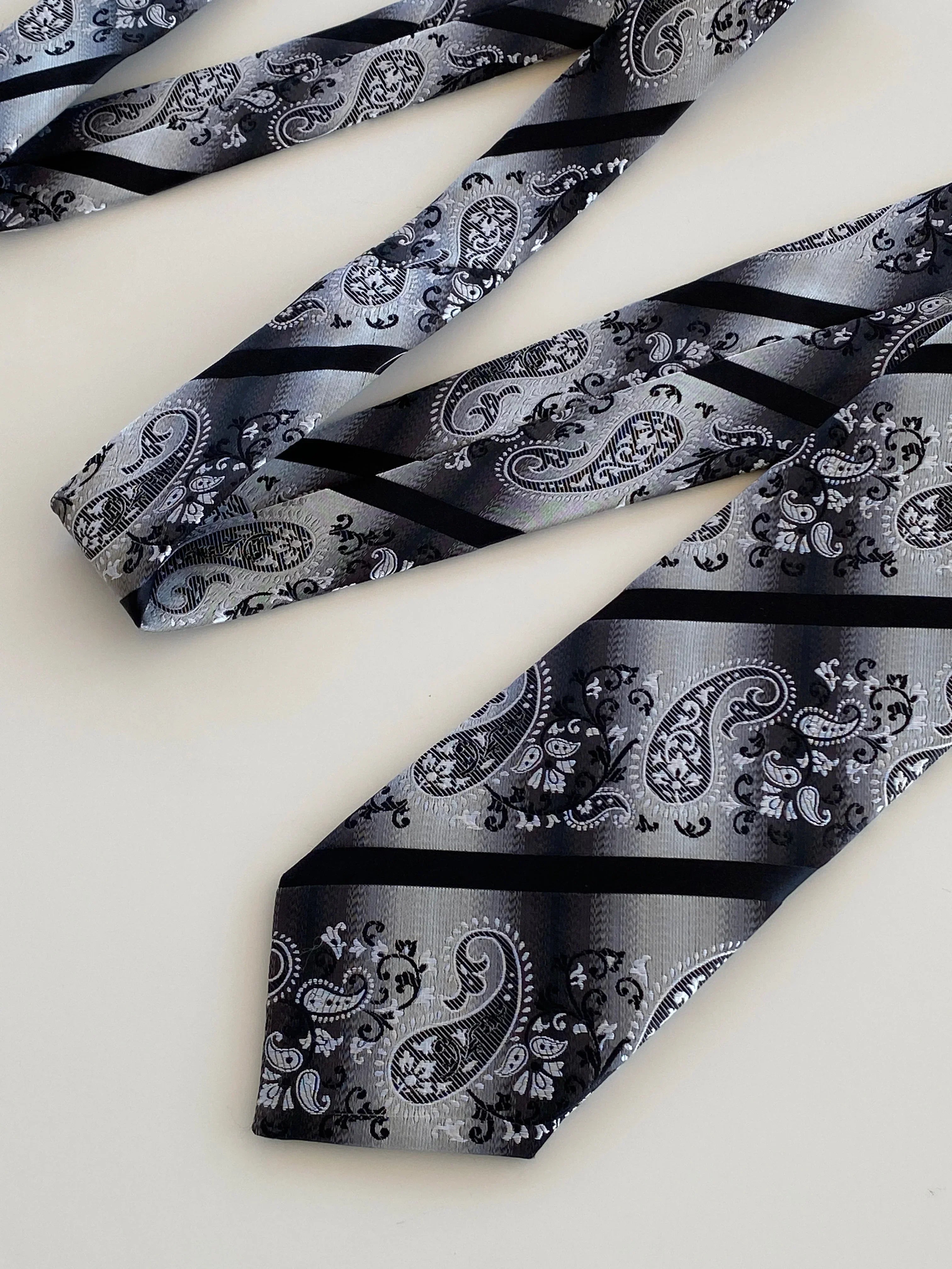 Handmade Pegasus Black & White Paisley Print Men’s Neck Tie - Balagan Vintage Ties printed ties, tie, vintage, vintage ties