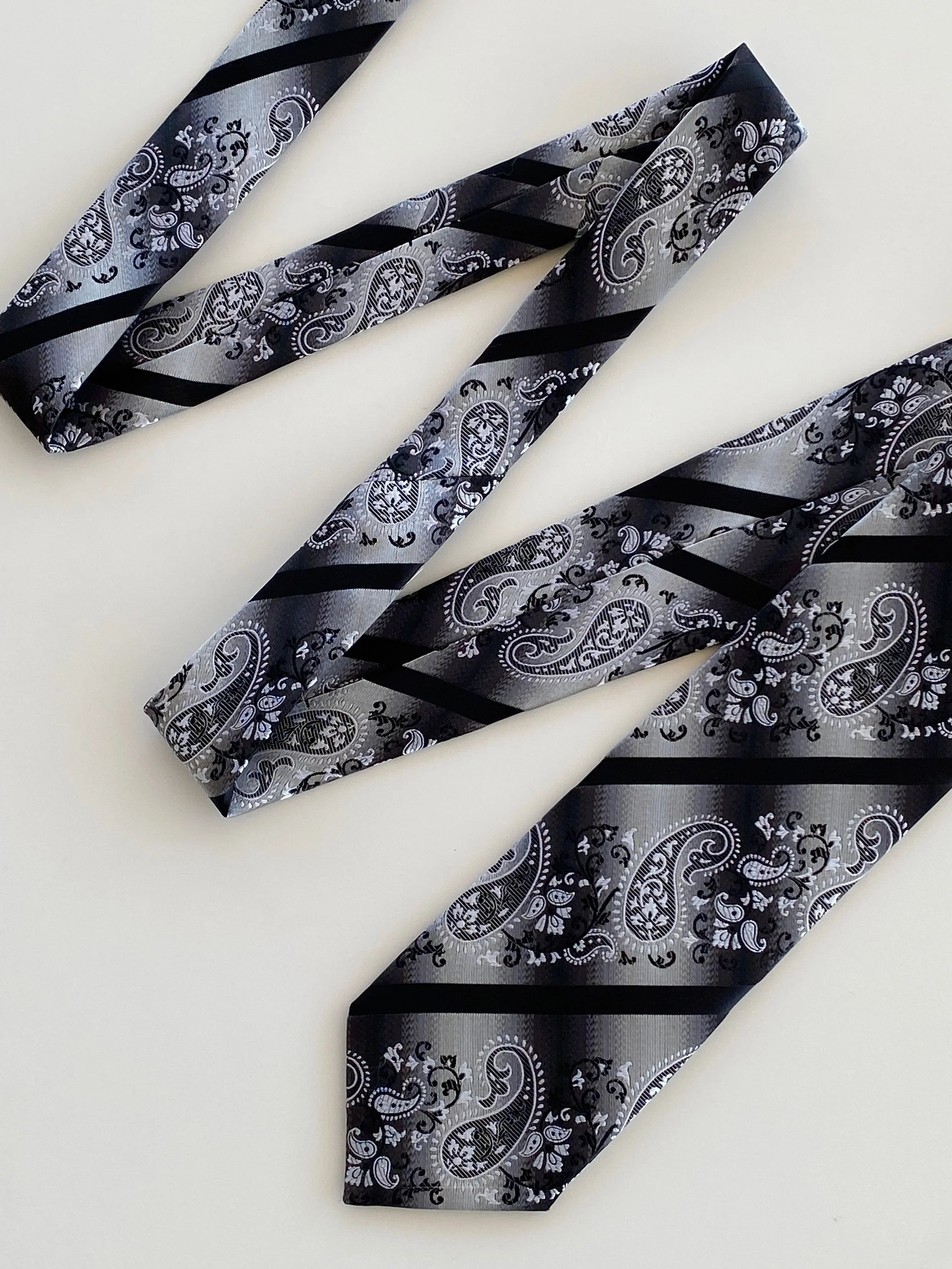 Handmade Pegasus Black & White Paisley Print Men’s Neck Tie - Balagan Vintage Ties printed ties, tie, vintage, vintage ties