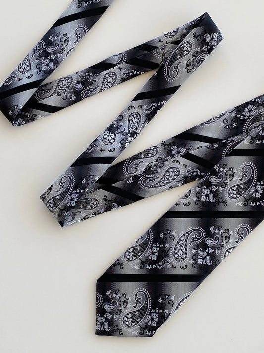 Handmade Pegasus Black & White Paisley Print Men’s Neck Tie - Balagan Vintage Ties printed ties, tie, vintage, vintage ties