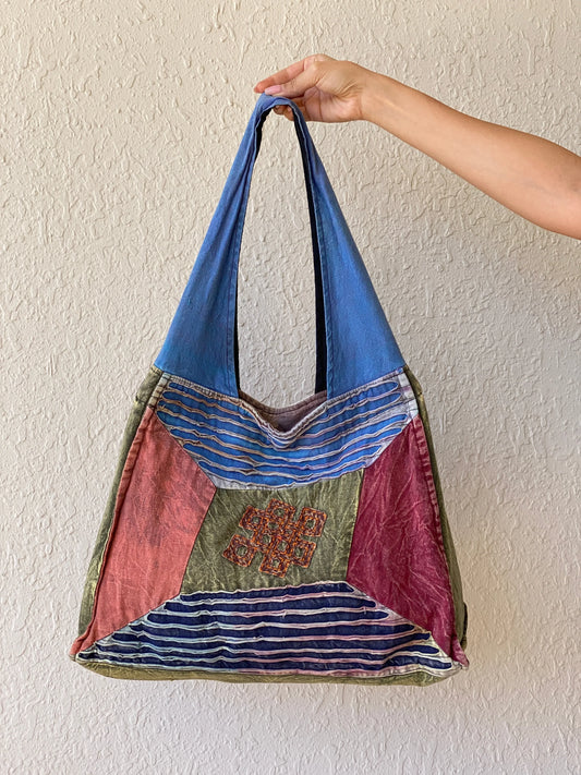 Hippie Hobo Bohemian Multi-colored Patchwork Cotton Shoulder Bag - Balagan Vintage Shoulder Bag 00s, 90s, bag, Boho, NEW IN, shoulder bag, Y2K