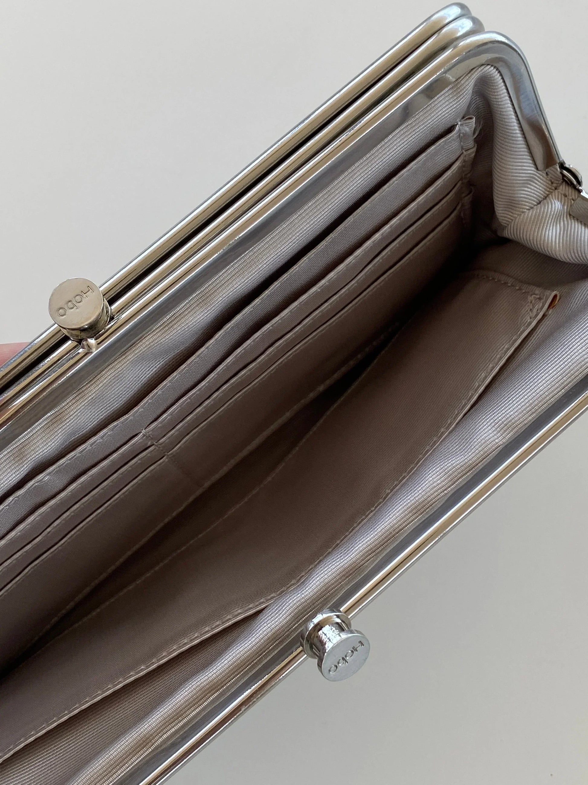 Hobo Blue & Tan Genuine Leather Clutch Wallet - Balagan Vintage Clutch 00s, 90s, bag, consignment, NEW IN, Rand, shoulder bag, Y2K