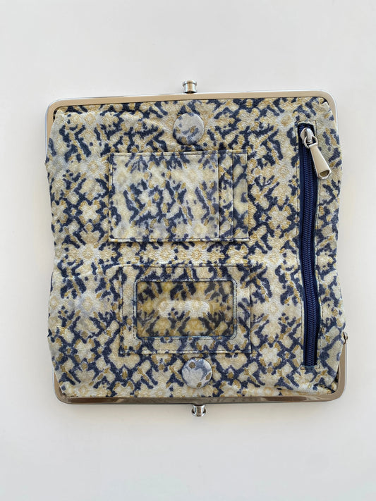 Hobo Blue & Tan Genuine Leather Clutch Wallet - Balagan Vintage Clutch 00s, 90s, bag, consignment, NEW IN, Rand, shoulder bag, Y2K