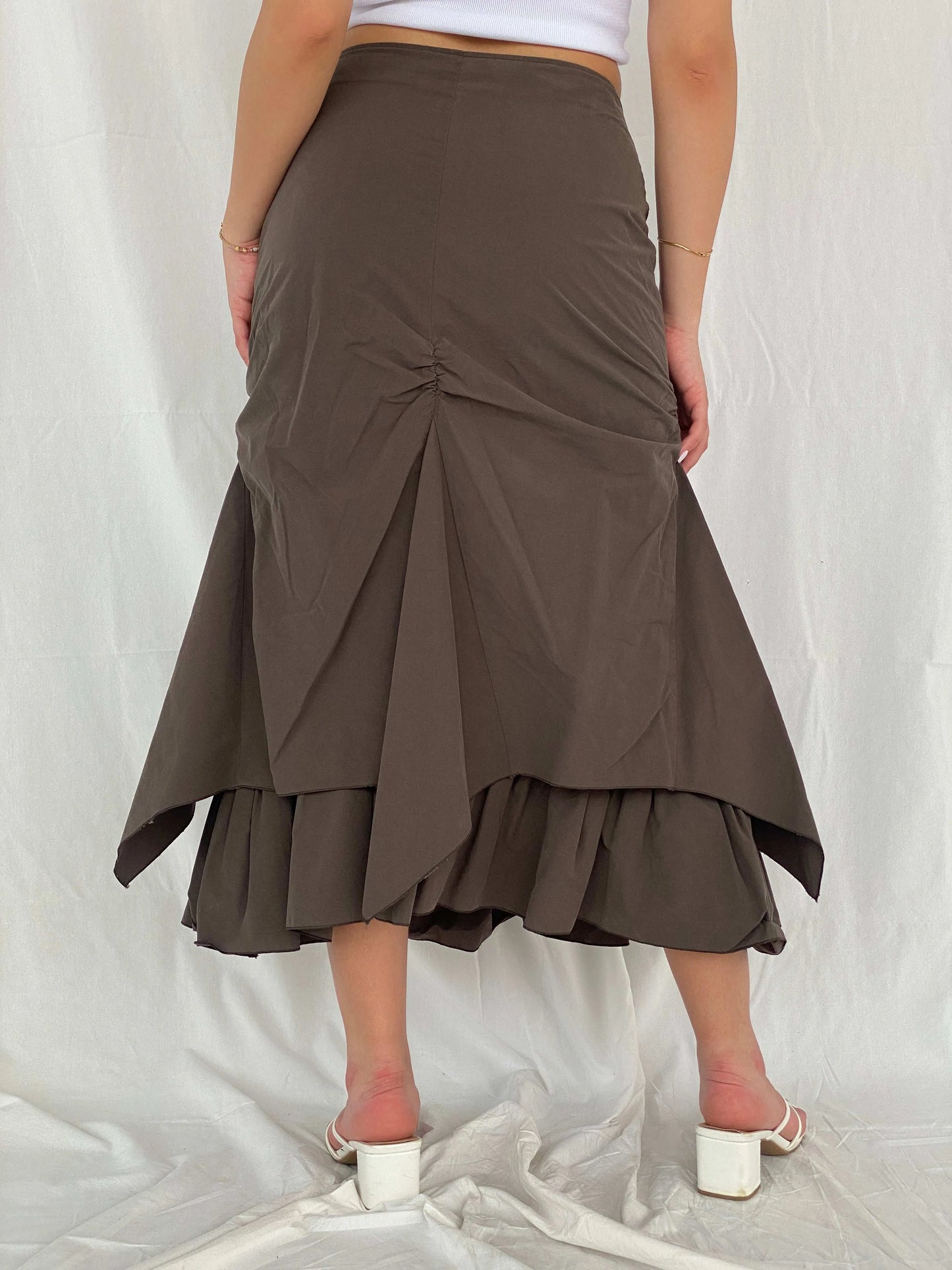 Insane Vintage 90s/00s Zaffiri Midi Ruched Skirt - Size M/L - Balagan Vintage Midi Skirt 00s, 90s, midi skirt, Rama