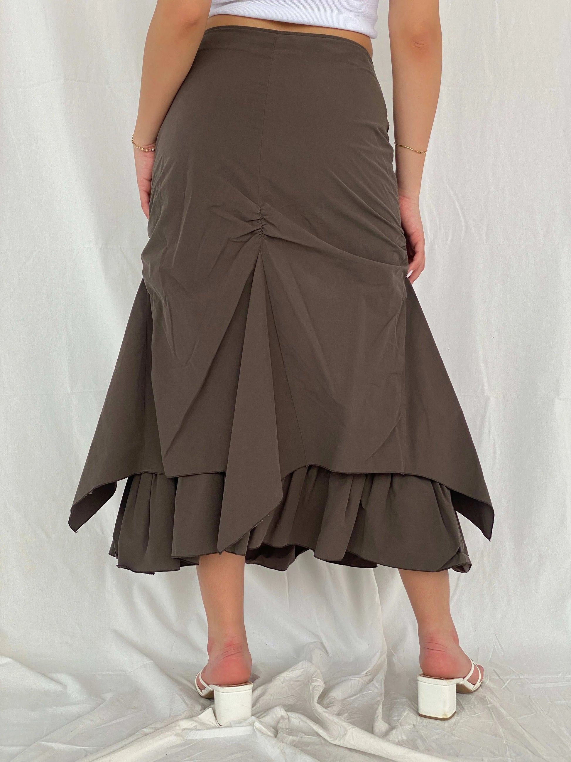 Insane Vintage 90s/00s Zaffiri Midi Ruched Skirt - Size M/L - Balagan Vintage Midi Skirt 00s, 90s, midi skirt, Rama
