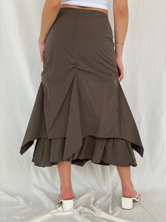 Insane Vintage 90s/00s Zaffiri Midi Ruched Skirt - Size M/L - Balagan Vintage Midi Skirt 00s, 90s, midi skirt, Rama