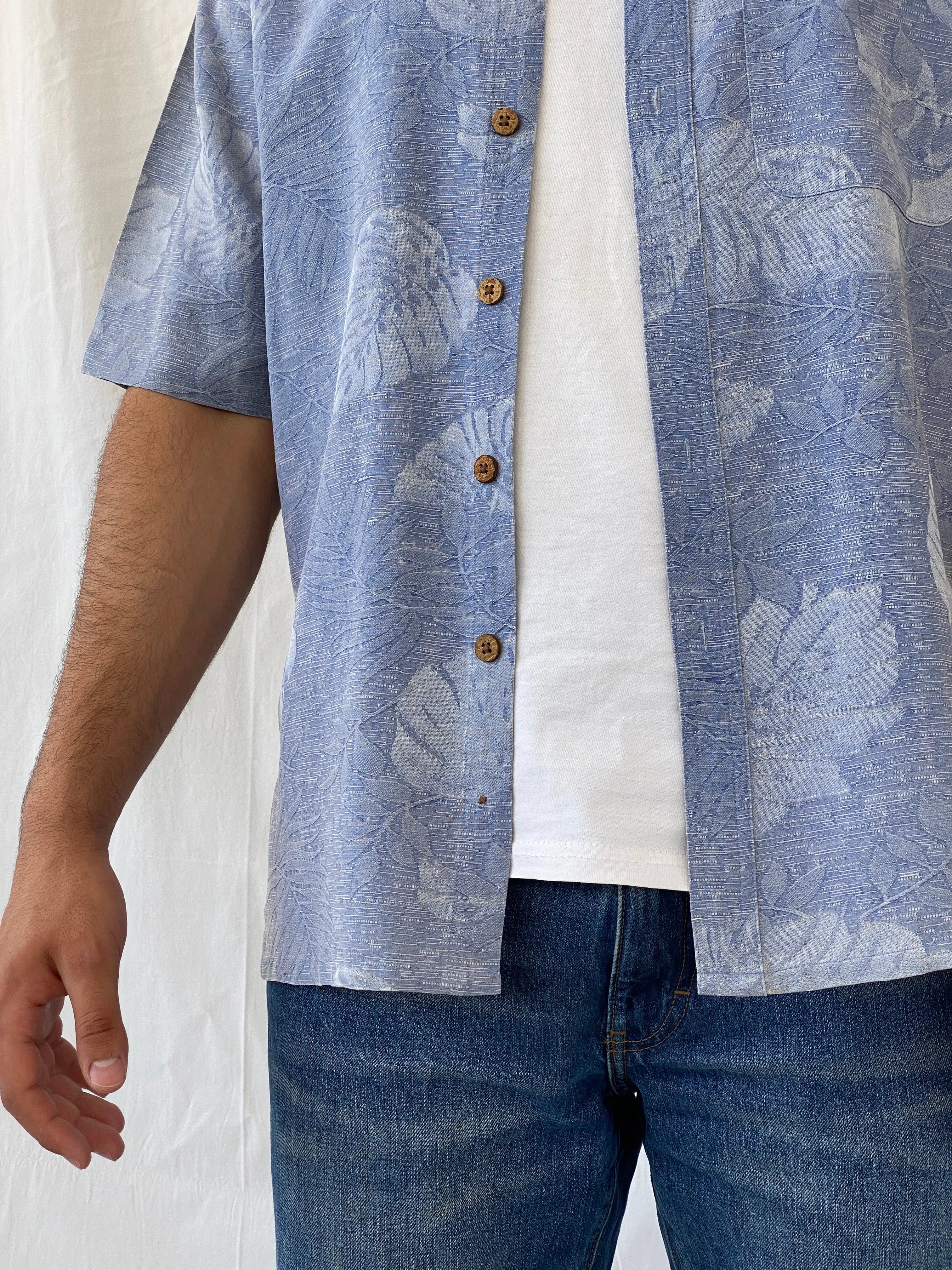 Island Republic Floral Blue Hawaiian Men’s Short Sleeve Silk Shirt - L - Balagan Vintage Half Sleeve Shirt 90s, half sleeve shirt, Hawaiian shirt, mens shirt, NEW IN, printed shirt, Ramez, silk