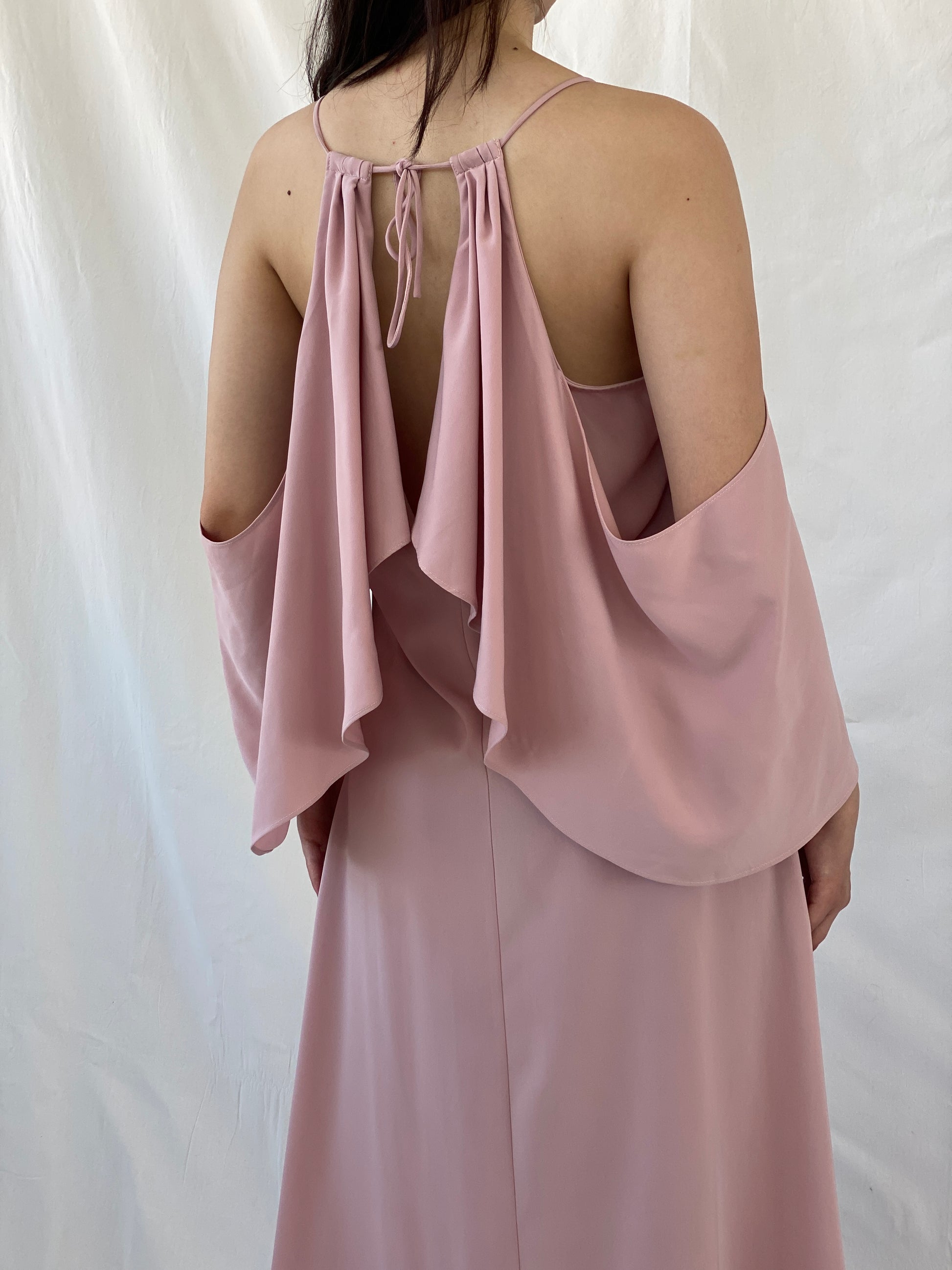 Jovonna London Blush Pink Cold Shoulder Midi Wedding Guest Dress - S - Balagan Vintage Midi Dress Ayah, consignment, dress, Hala, midi dress, NEW IN, vintage dress, Wedding Guest