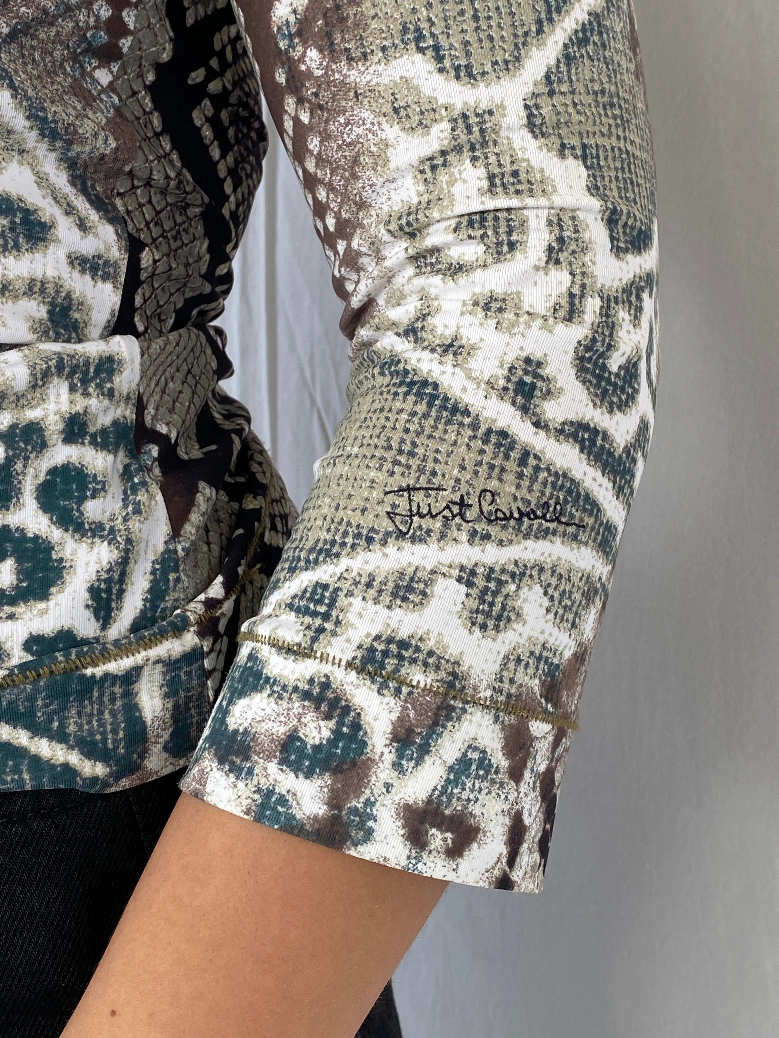 Just Cavalli by Roberto Cavalli Animal Print Shimmery Gold Long Sleeve Women’s Top - XL - Balagan Vintage Full Sleeve Top 00s, Dina, rare find, rare vintage, roberto cavalli