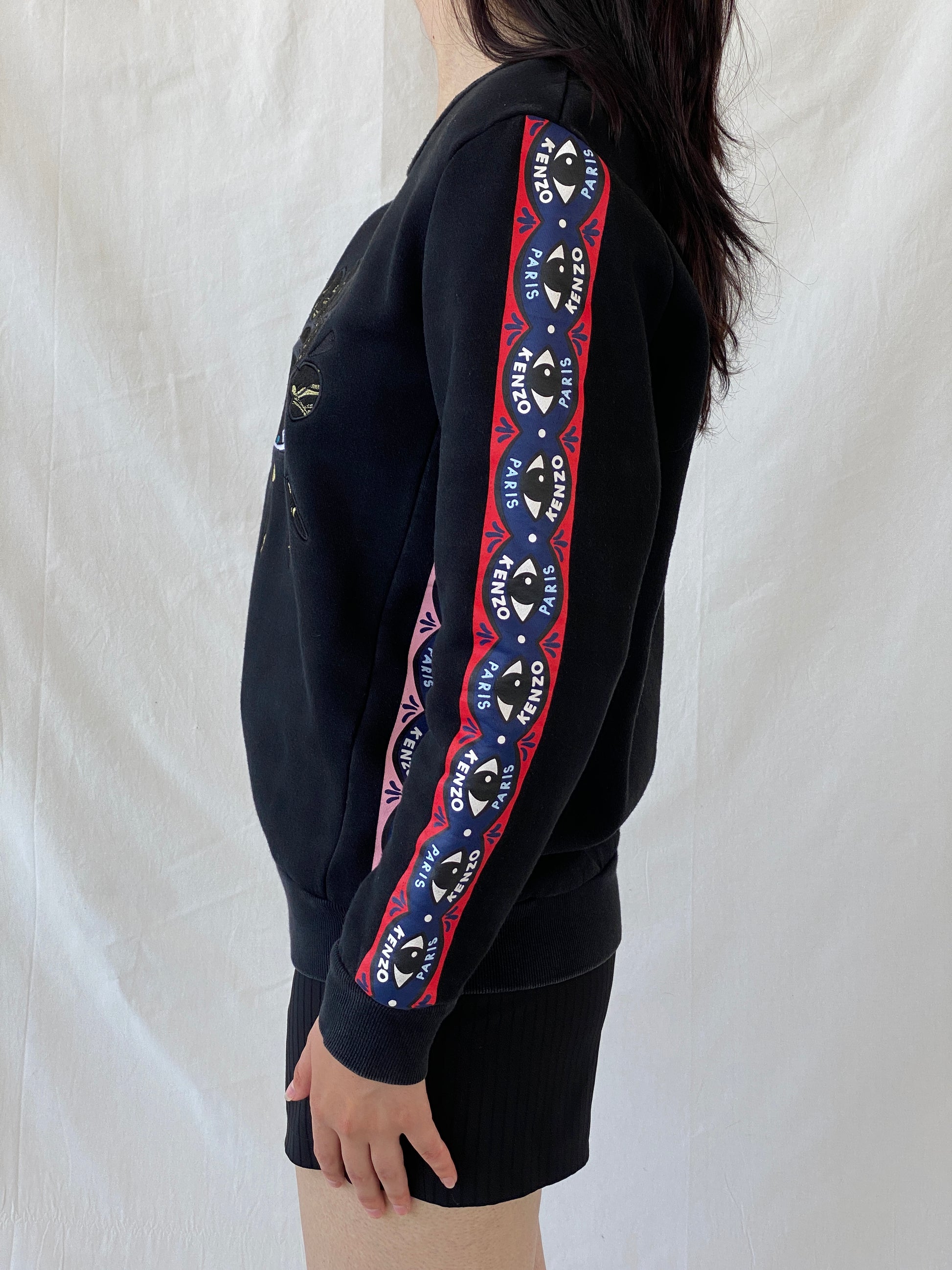 Kenzo Paris Black Fleece Eye Print Crew Neck Cotton Sweatshirt - L - Balagan Vintage Sweater 00s, Ayah, consignment, cotton, Hala, kenzo, winter, women top