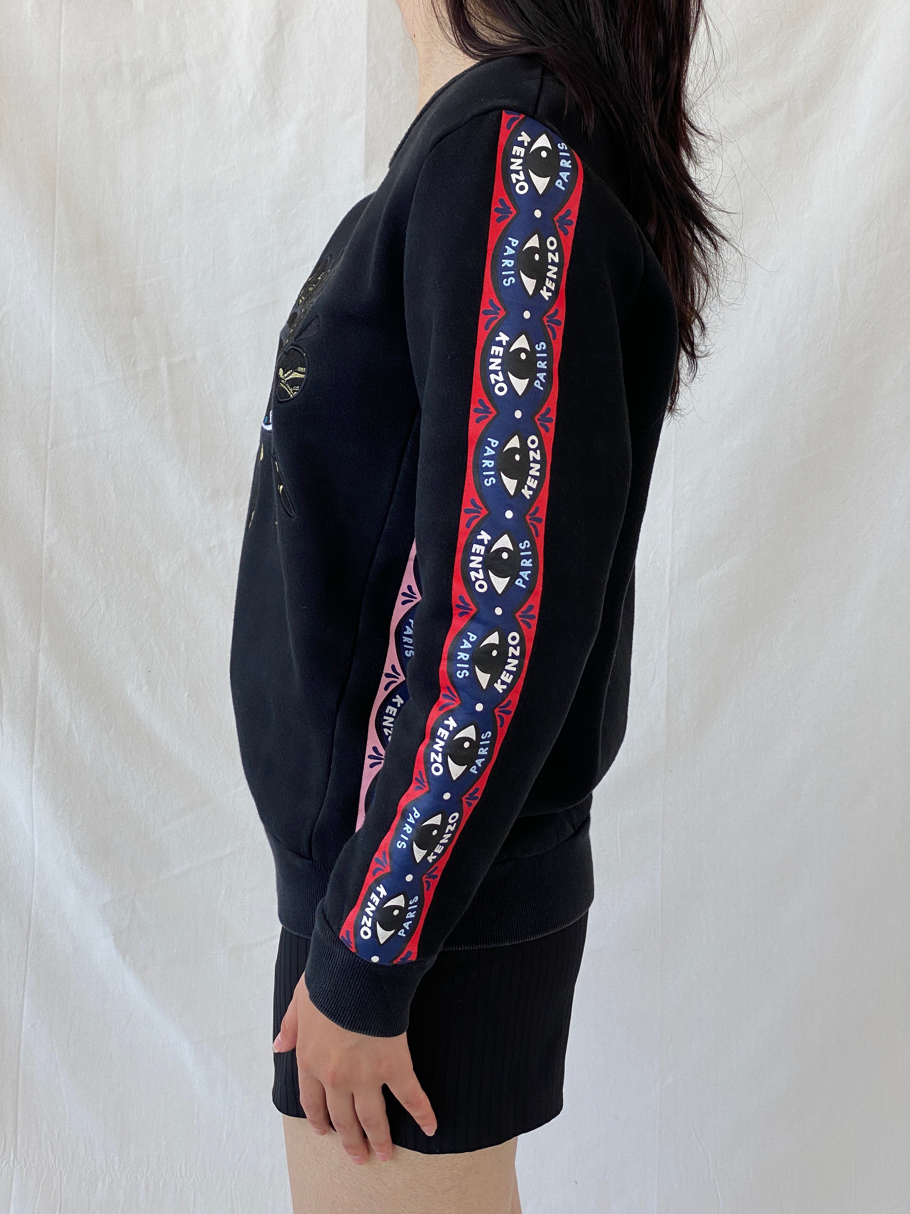 Kenzo Paris Black Fleece Eye Print Crew Neck Cotton Sweatshirt - L - Balagan Vintage Sweater 00s, Ayah, consignment, cotton, Hala, kenzo, winter, women top