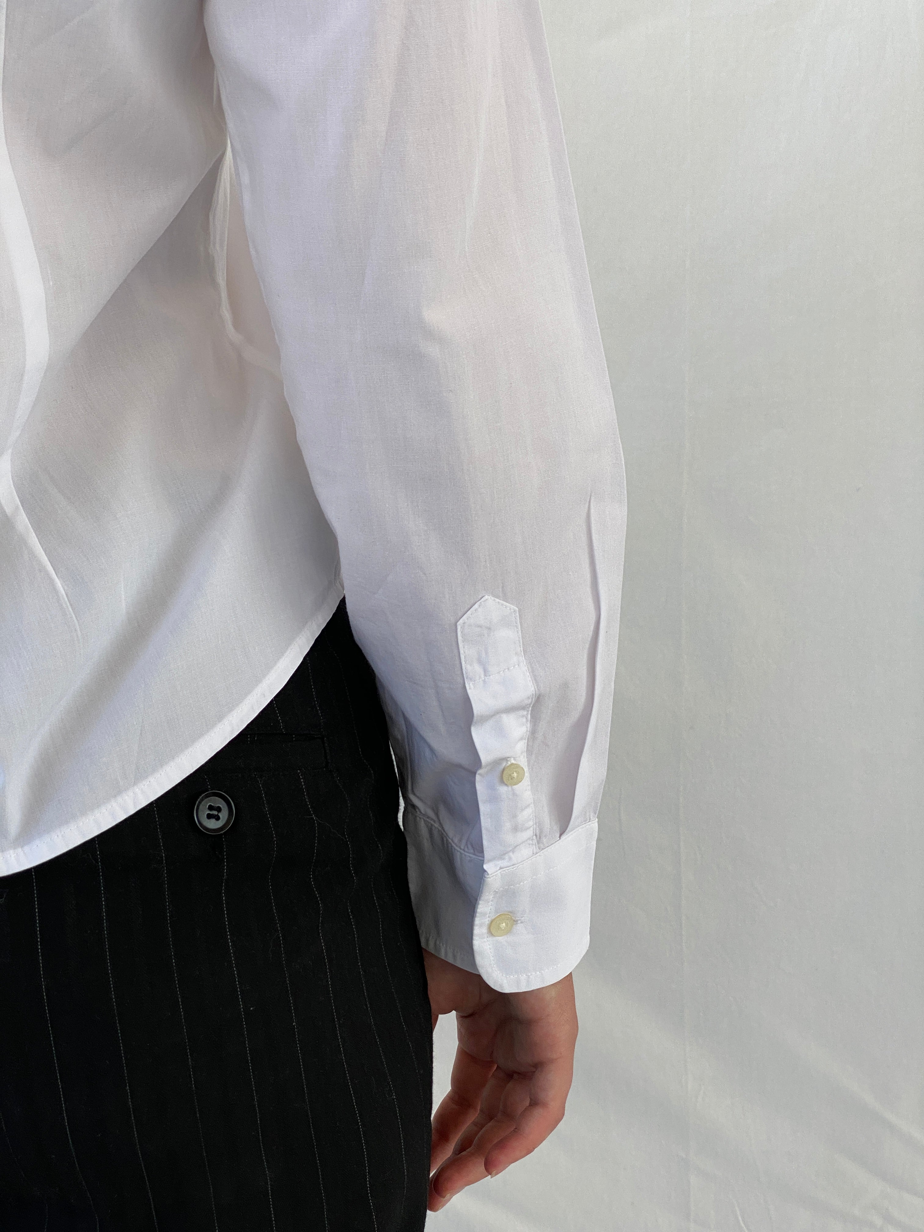 Lauren By Ralph Lauren Long Sleeve Button Up Office Shirt White Ruffle Blouse - S - Balagan Vintage Full Sleeve Shirt 00s, Ayah, consignment, full sleeve shirt, Hala, NEW IN, Office core, ralph lauren, summer