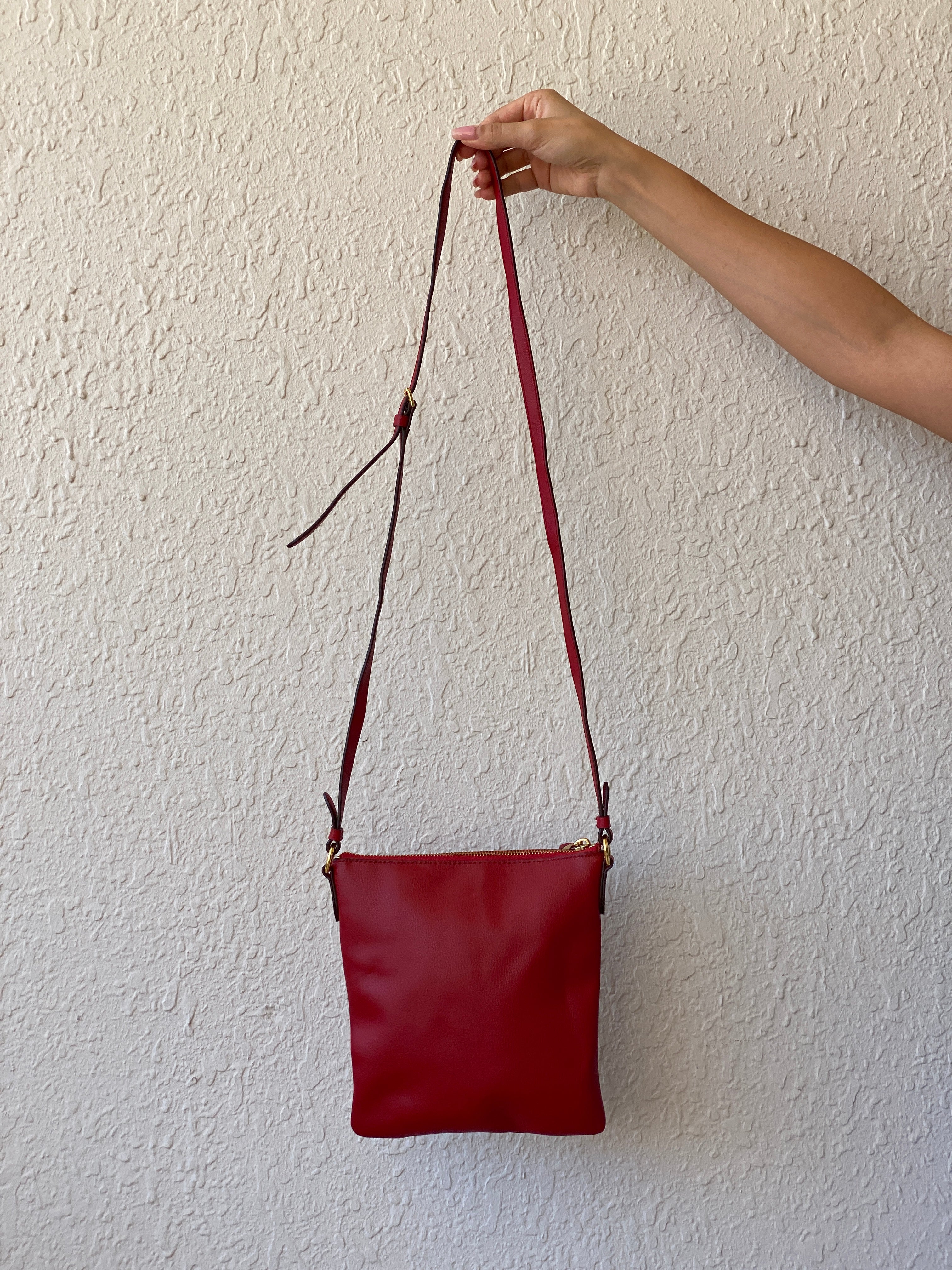 Lauren by Ralph Lauren Red Leather Messenger Crossbody Bag - Balagan Vintage Shoulder Bag bag, NEW IN, ralph lauren, red leather, shoulder bag, Y2K