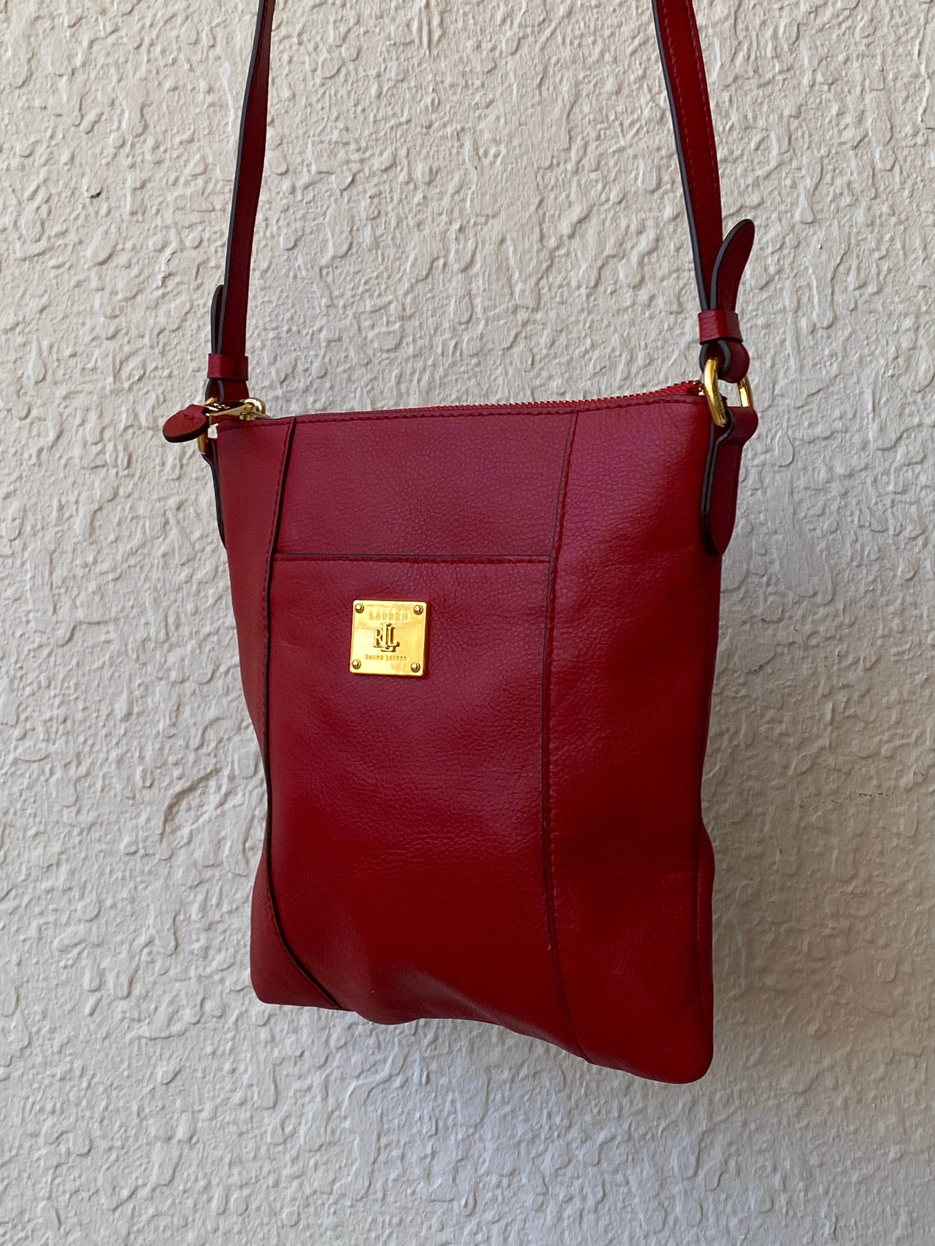 Lauren by Ralph Lauren Red Leather Messenger Crossbody Bag - Balagan Vintage Shoulder Bag bag, NEW IN, ralph lauren, red leather, shoulder bag, Y2K