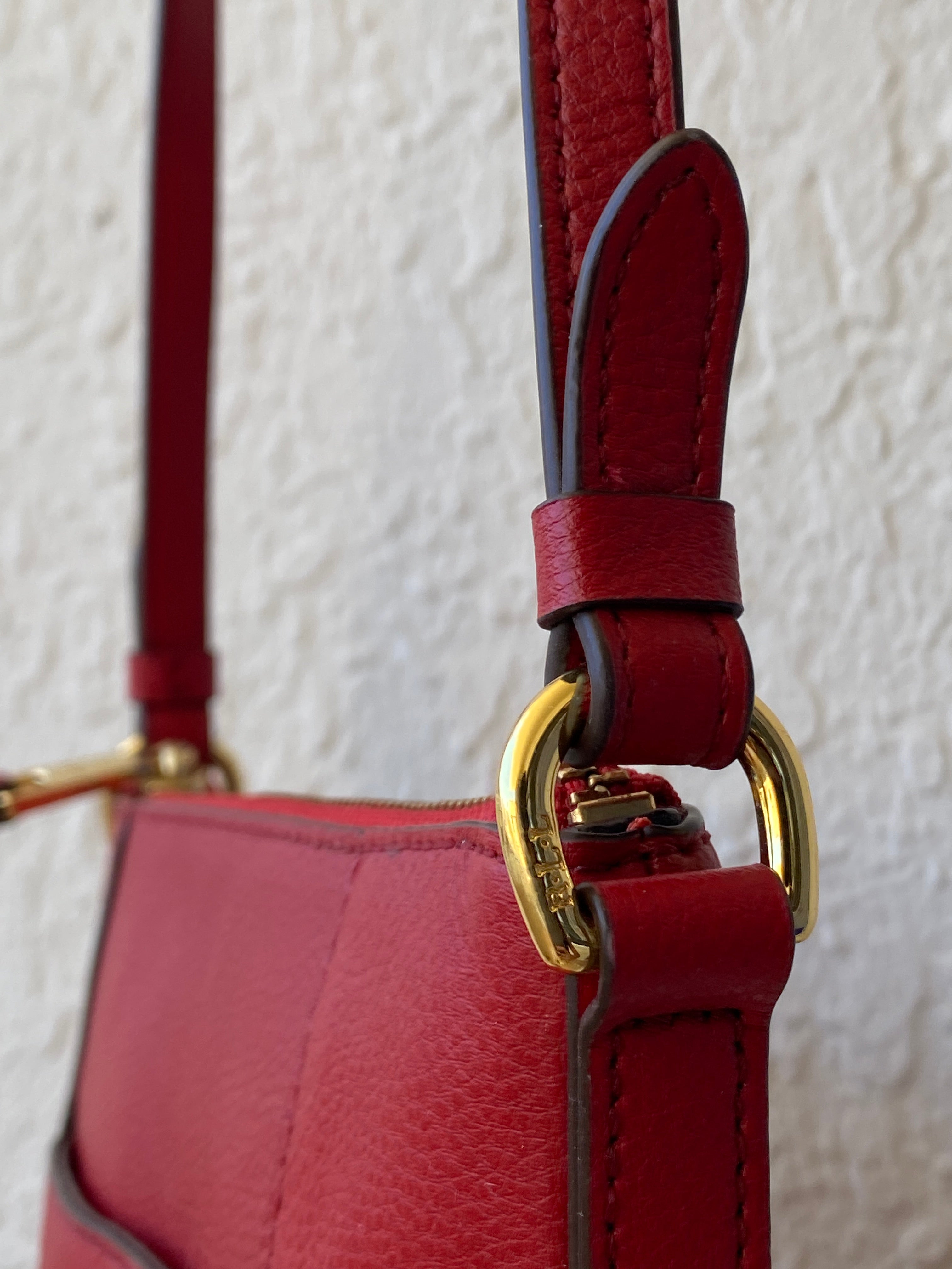 Lauren by Ralph Lauren Red Leather Messenger Crossbody Bag - Balagan Vintage Shoulder Bag bag, NEW IN, ralph lauren, red leather, shoulder bag, Y2K