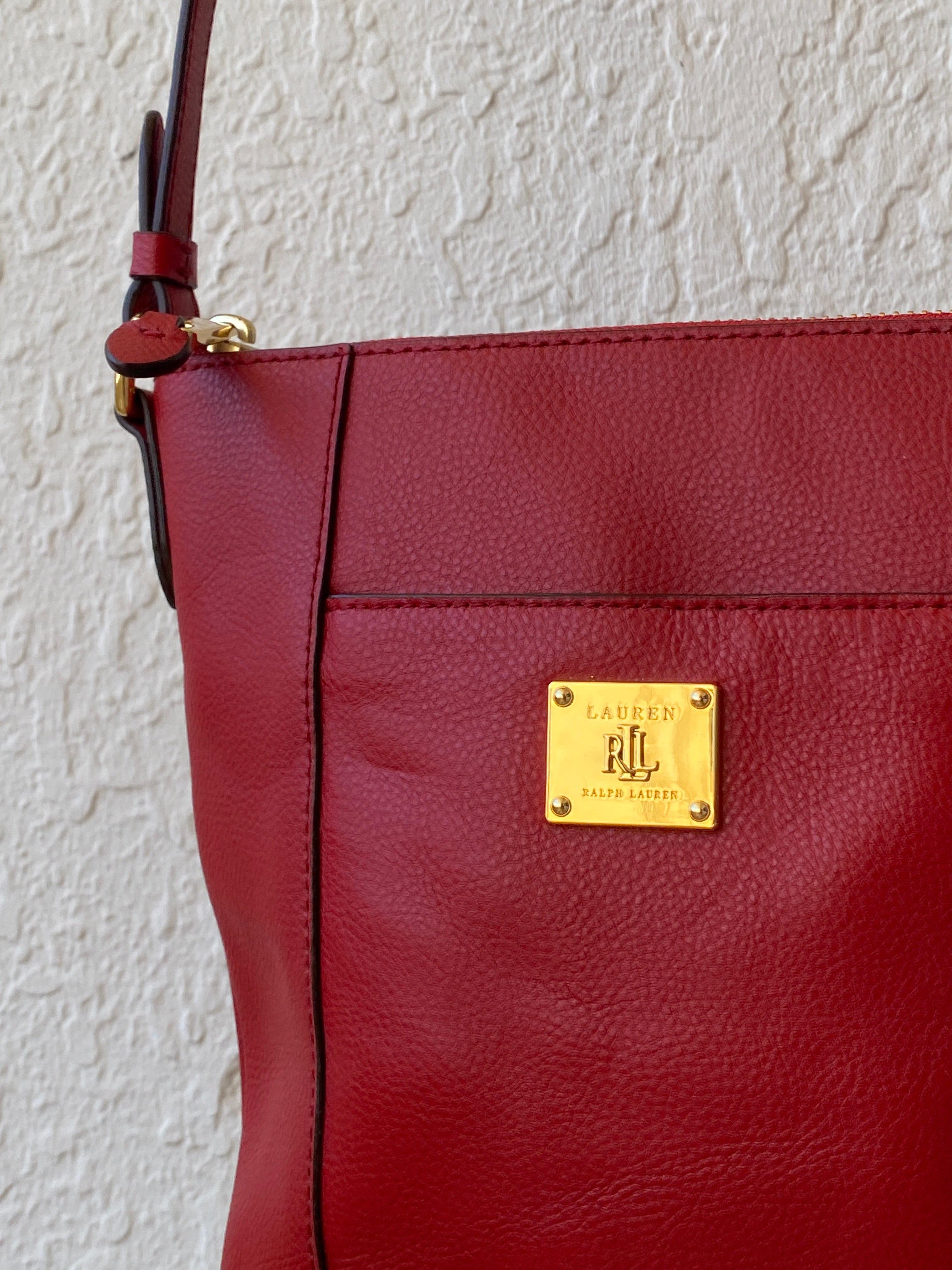 Lauren by Ralph Lauren Red Leather Messenger Crossbody Bag - Balagan Vintage Shoulder Bag bag, NEW IN, ralph lauren, red leather, shoulder bag, Y2K
