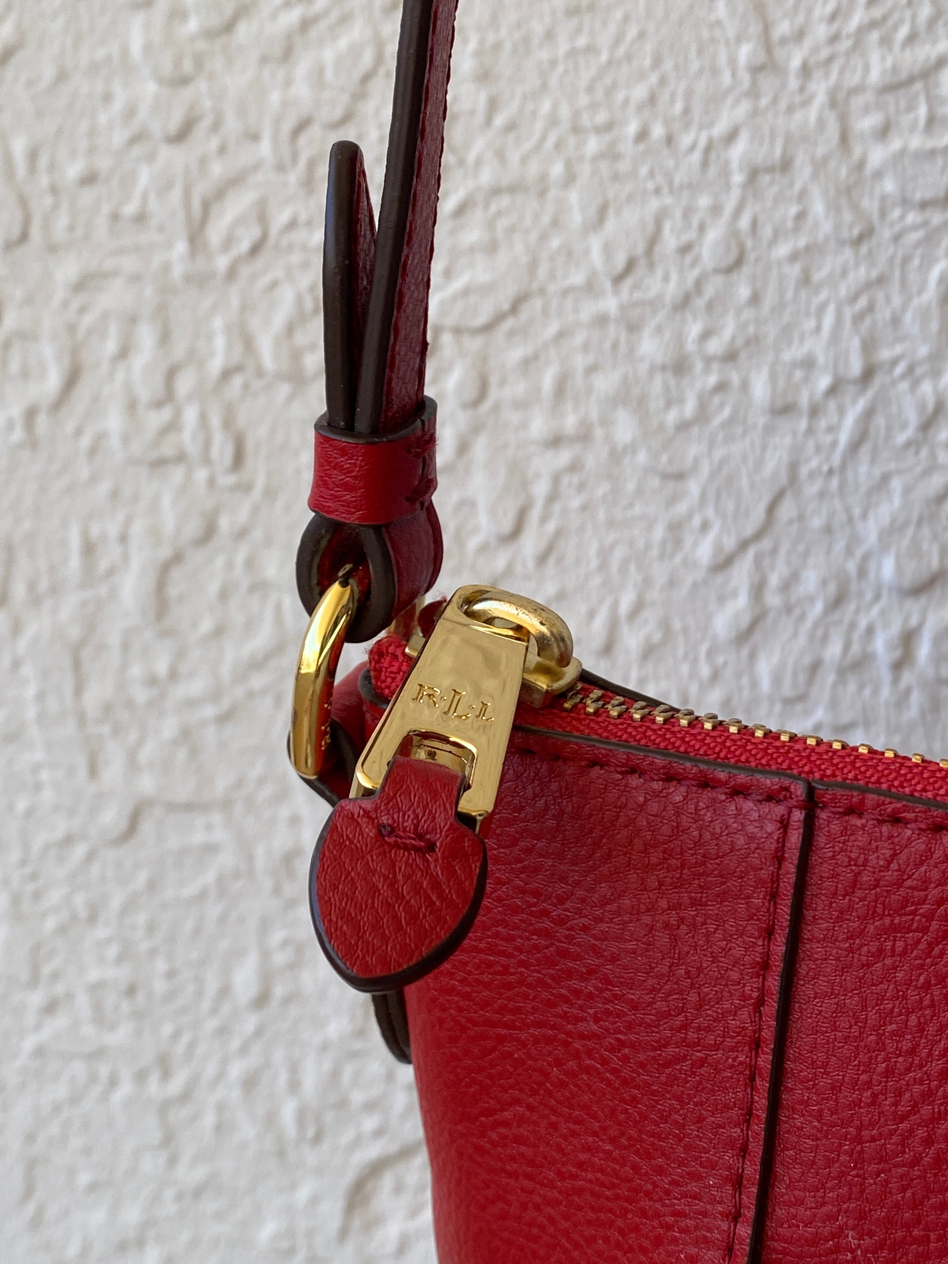Lauren by Ralph Lauren Red Leather Messenger Crossbody Bag - Balagan Vintage Shoulder Bag bag, NEW IN, ralph lauren, red leather, shoulder bag, Y2K