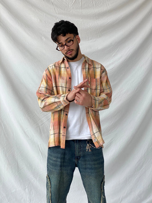 Levi’s Men’s Orange Shacket Plaid Heavy Long Sleeve Cotton Shirt - L - Balagan Vintage Full Sleeve Shirt cotton shirt, full sleeve shirt, Hamza, levis, mens shirt, shirt