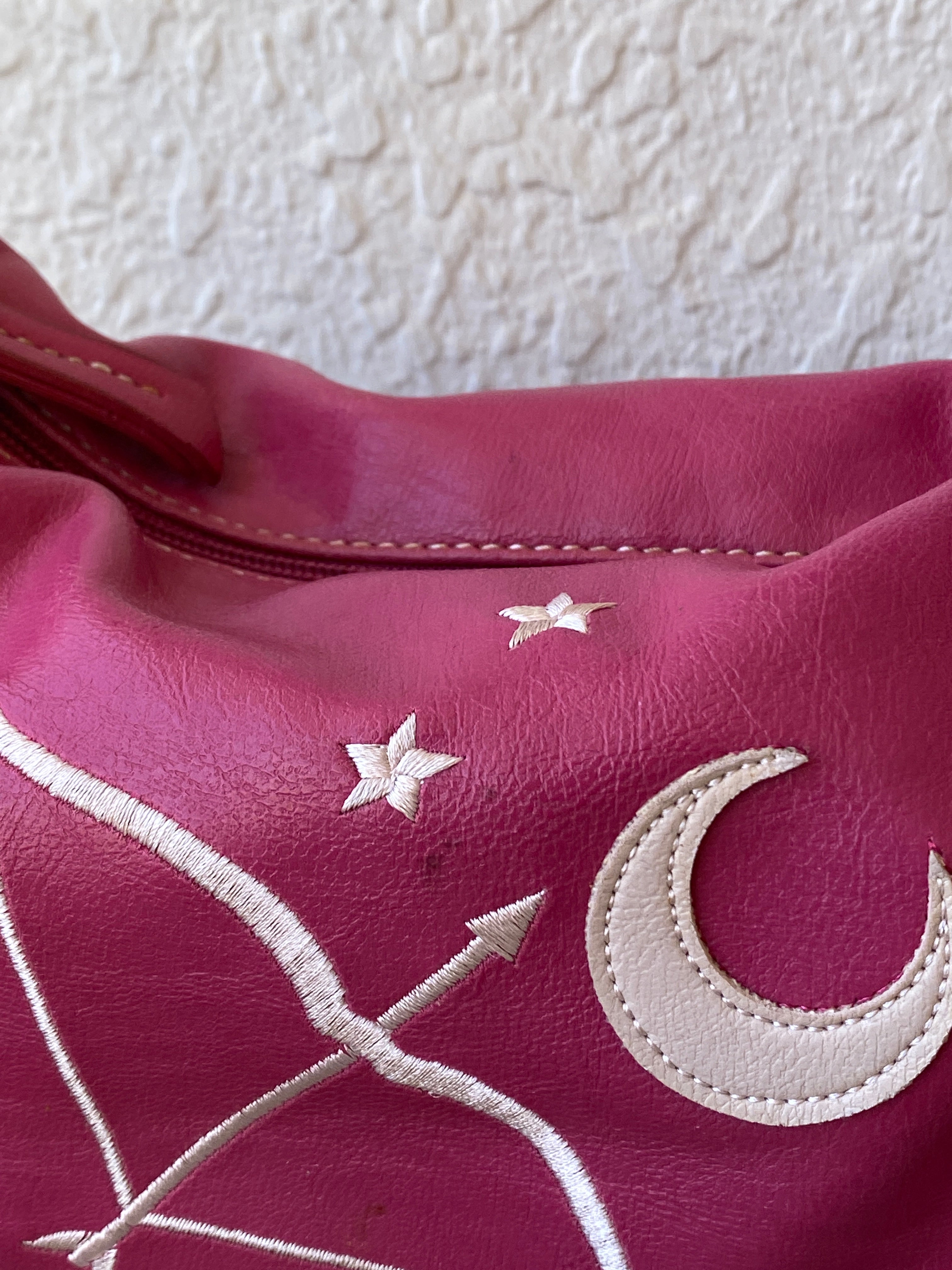 Liz Claiborne Pink Faux Leather Mini Star Moon Embroidery Shoulder Bag - Balagan Vintage Handbags 00s, 90s, bag, NEW IN, shoulder bag, Y2K