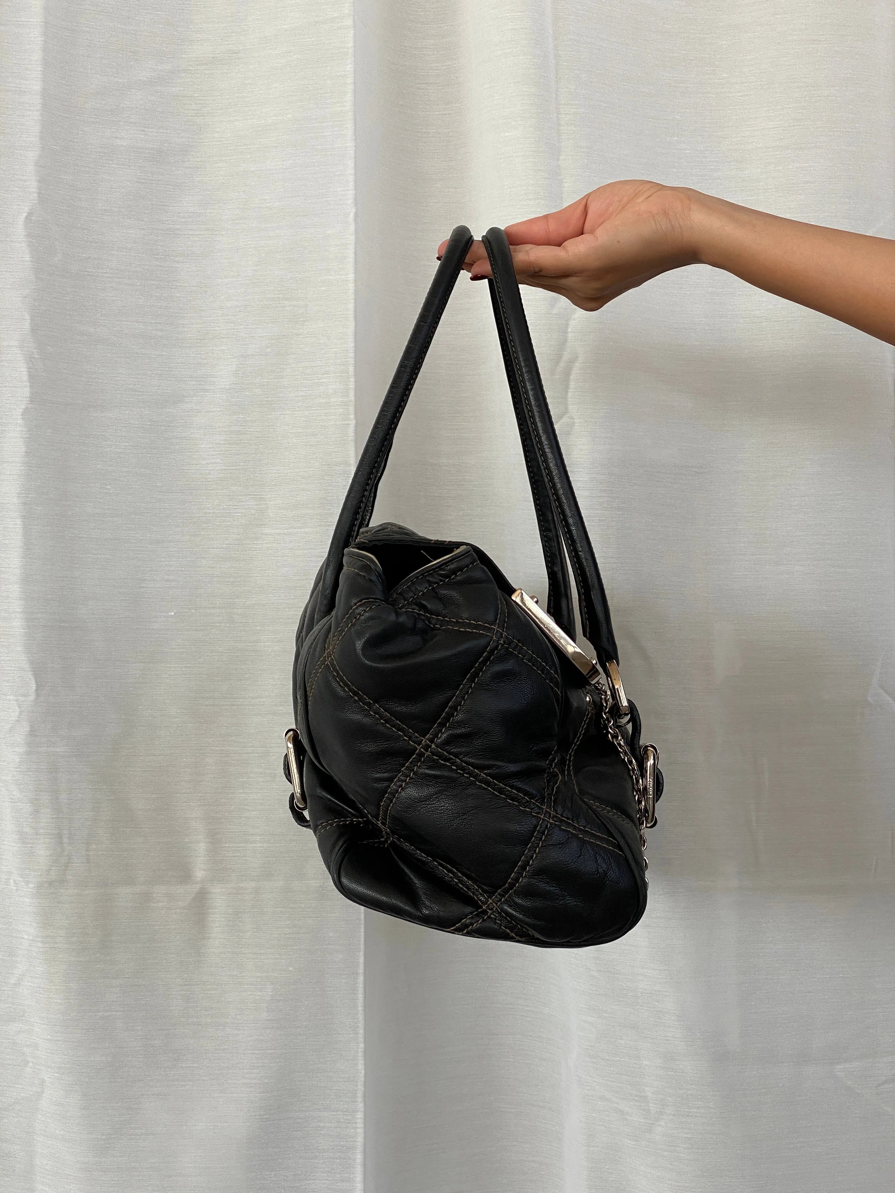Luella Black Quilted Leather Bag with Keychain and Studs - Balagan Vintage Handbags 90s, consignment, Deals, Sadouf