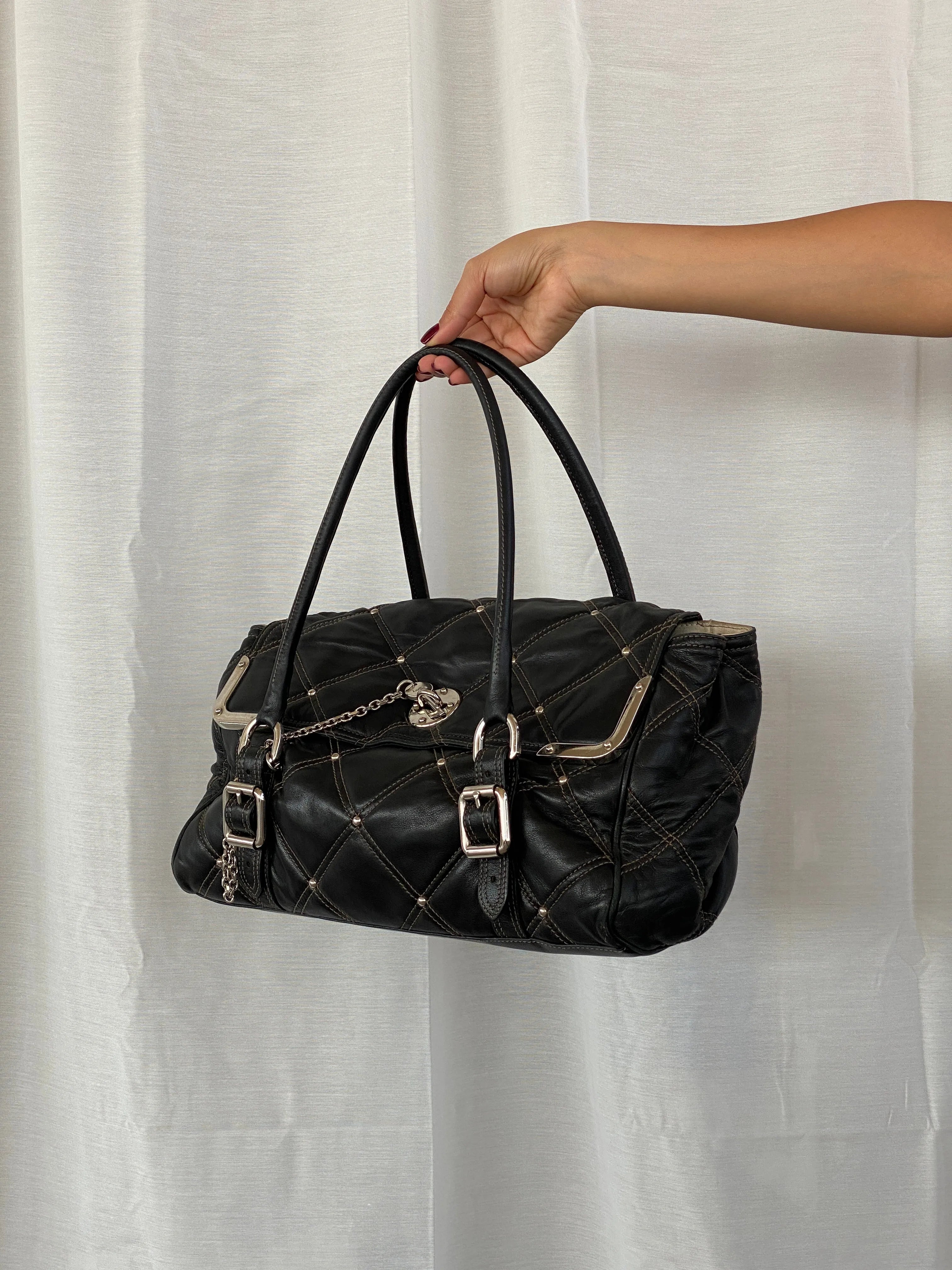 Luella Black Quilted Leather Bag with Keychain and Studs - Balagan Vintage Handbags 90s, consignment, Deals, Sadouf