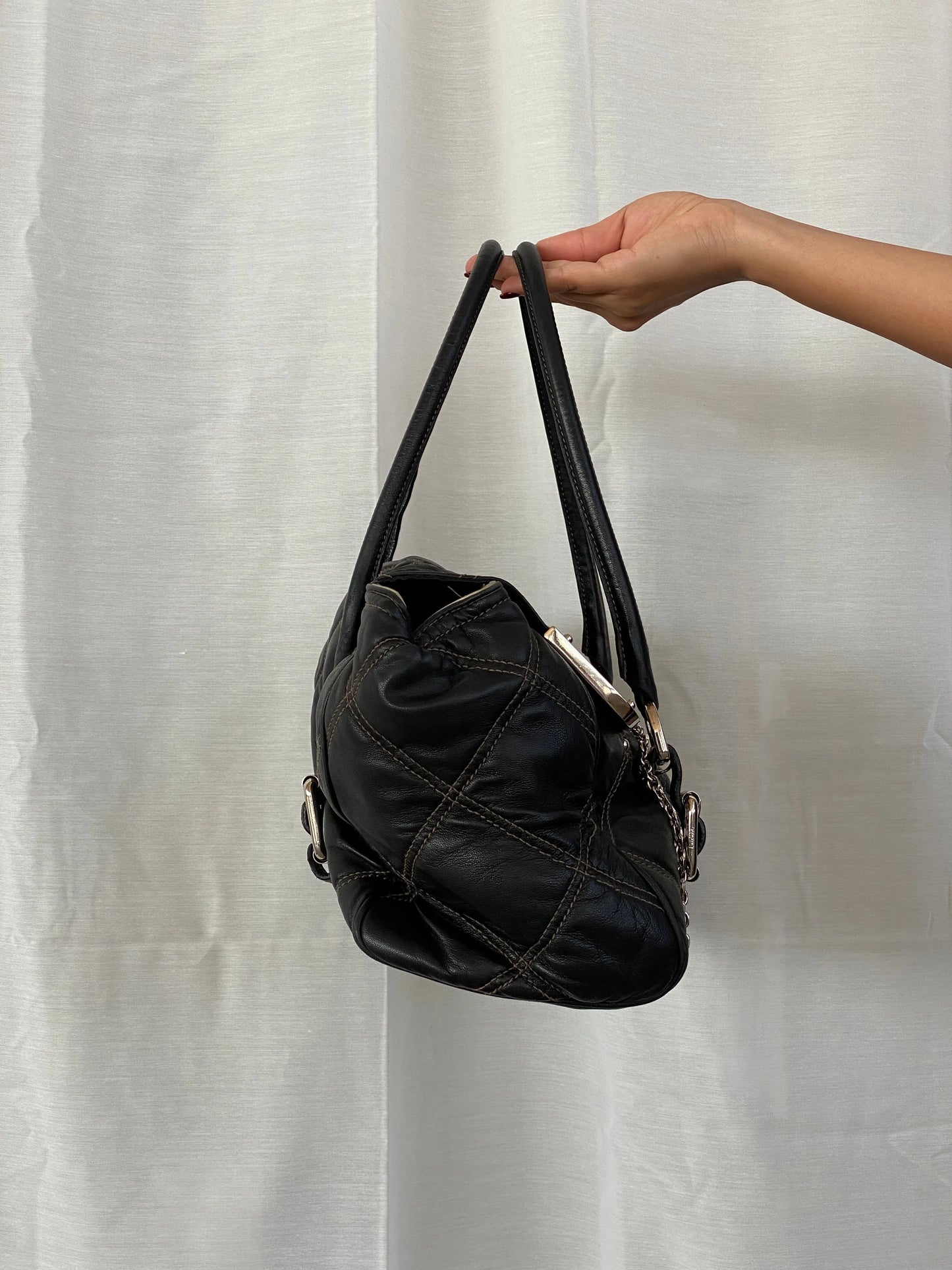 Luella Black Quilted Leather Bag with Keychain and Studs - Balagan Vintage Handbags 90s, consignment, Deals, Sadouf