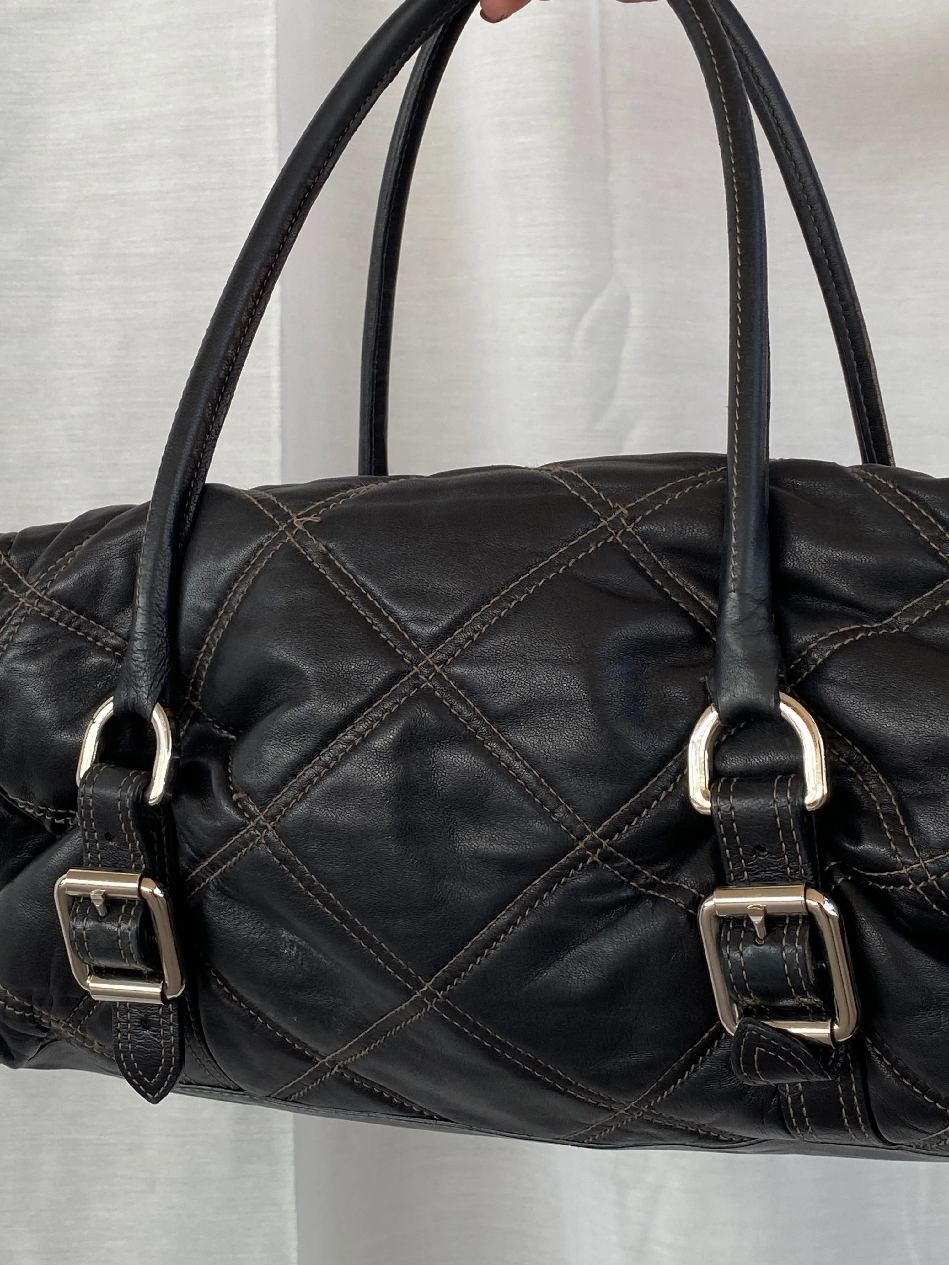 Luella Black Quilted Leather Bag with Keychain and Studs - Balagan Vintage Handbags 90s, consignment, Deals, Sadouf