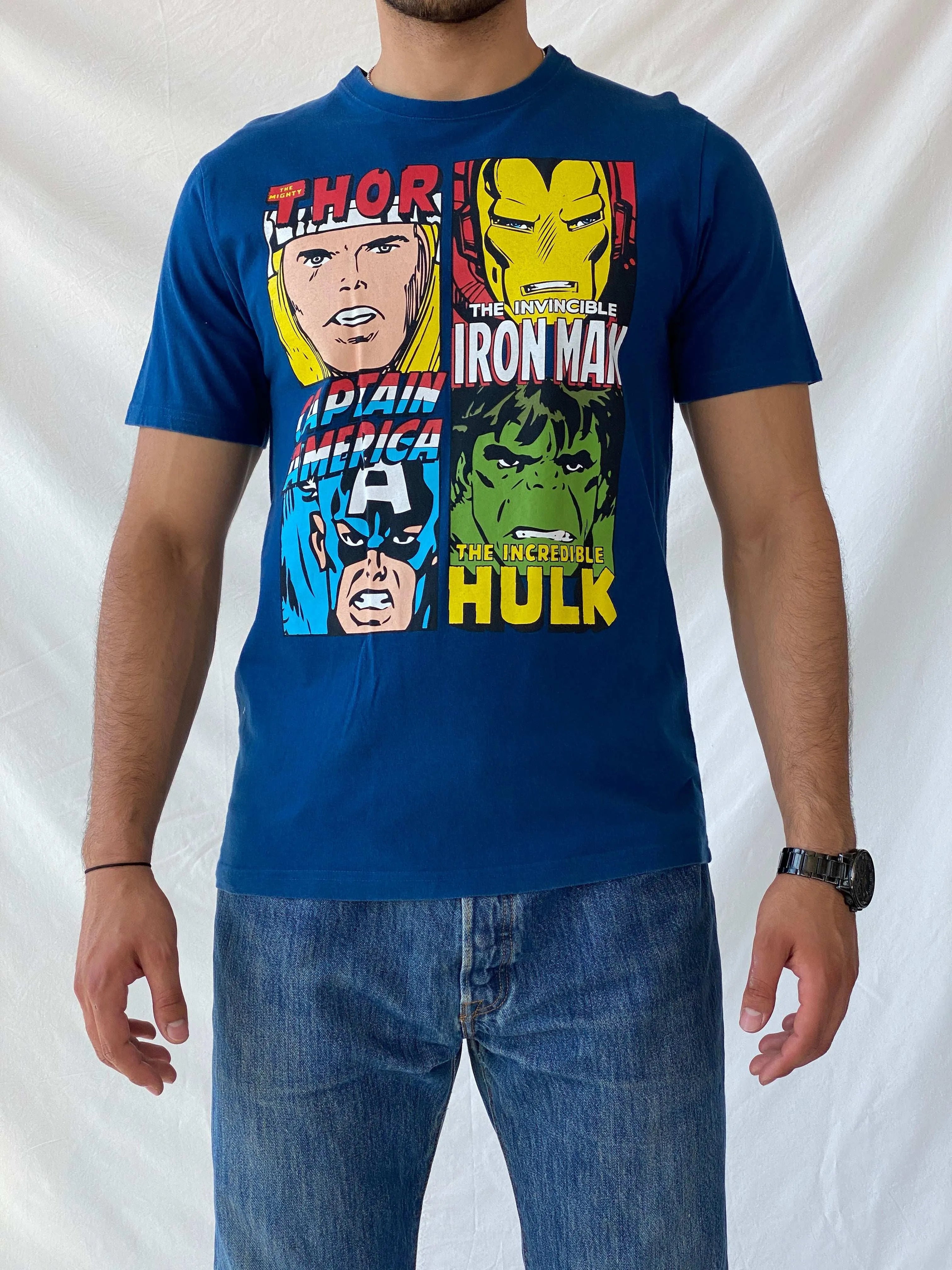 Marvel Comics Avengers Cotton Men’s T-Shirt - M - Balagan Vintage Half Sleeve Top 90s, graphic, graphic top, men top, Ramez