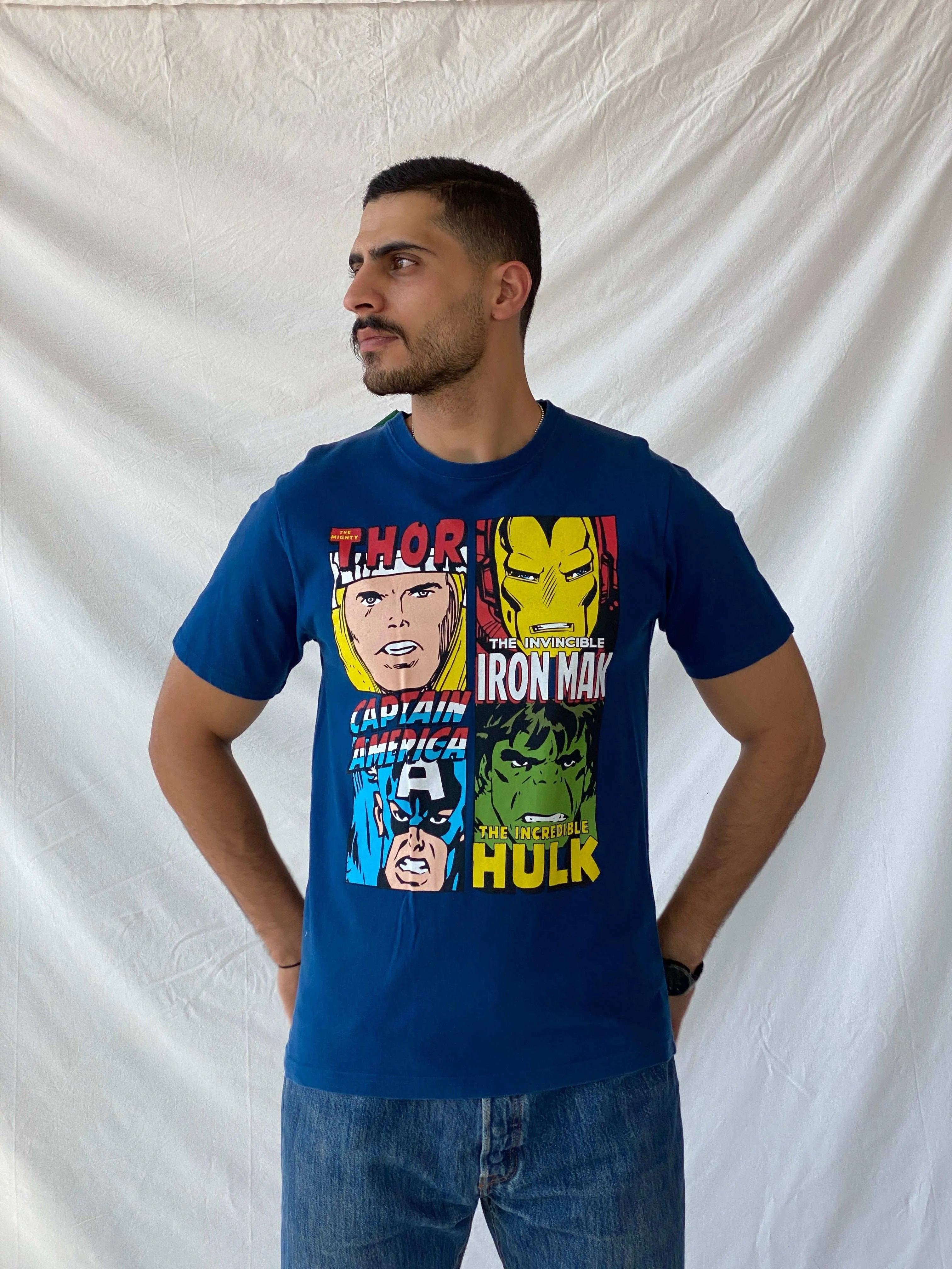 Marvel Comics Avengers Cotton Men’s T-Shirt - M - Balagan Vintage Half Sleeve Top 90s, graphic, graphic top, men top, Ramez