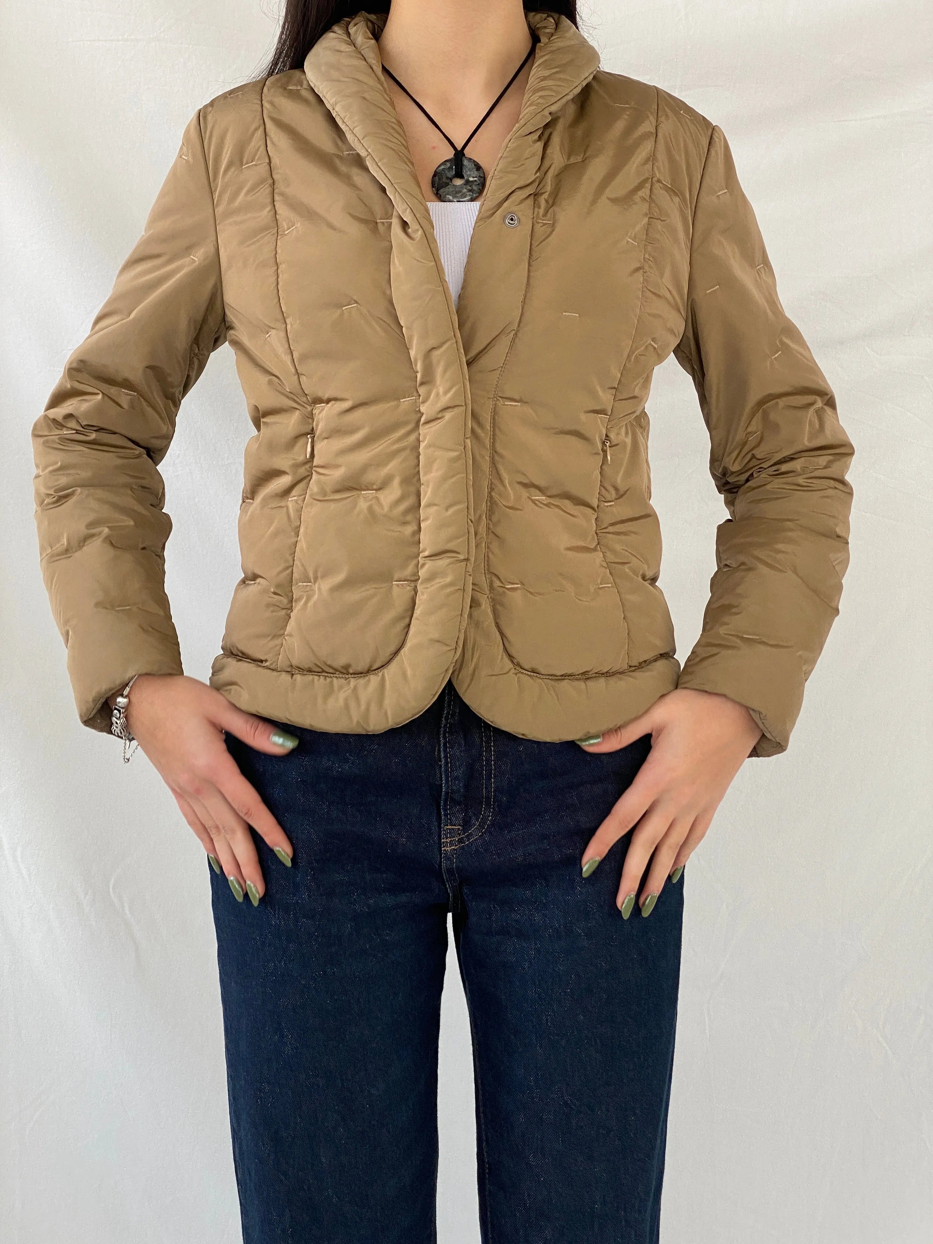 Max Mara Down Quilted Puffer Nylon Brown Snap Button Coat Jacket - S - Balagan Vintage Puffer Jacket 90s, puffer jacket, rare find, rare vintage, Syntia, winter
