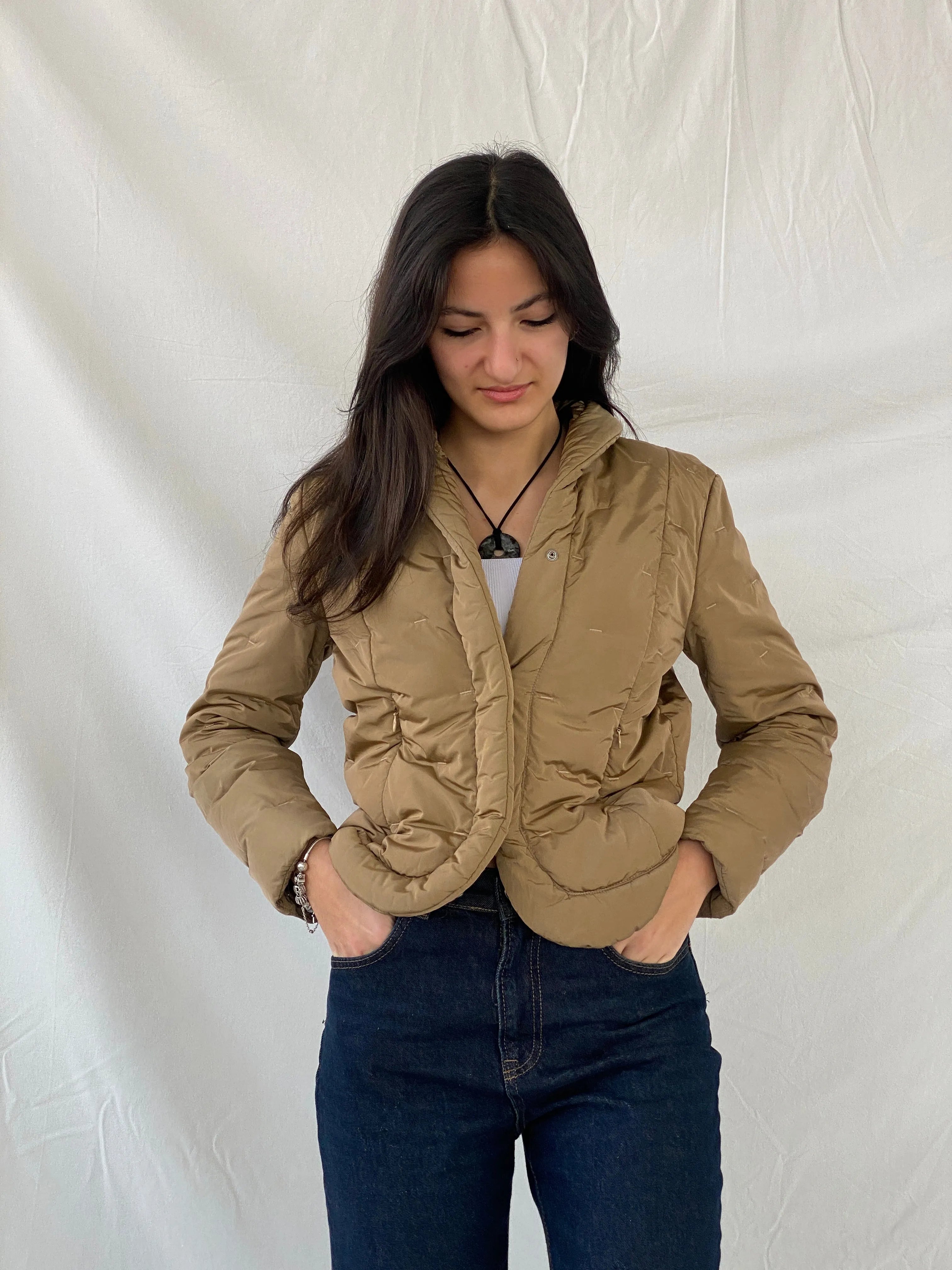 Max Mara Down Quilted Puffer Nylon Brown Snap Button Coat Jacket - S - Balagan Vintage Puffer Jacket 90s, puffer jacket, rare find, rare vintage, Syntia, winter