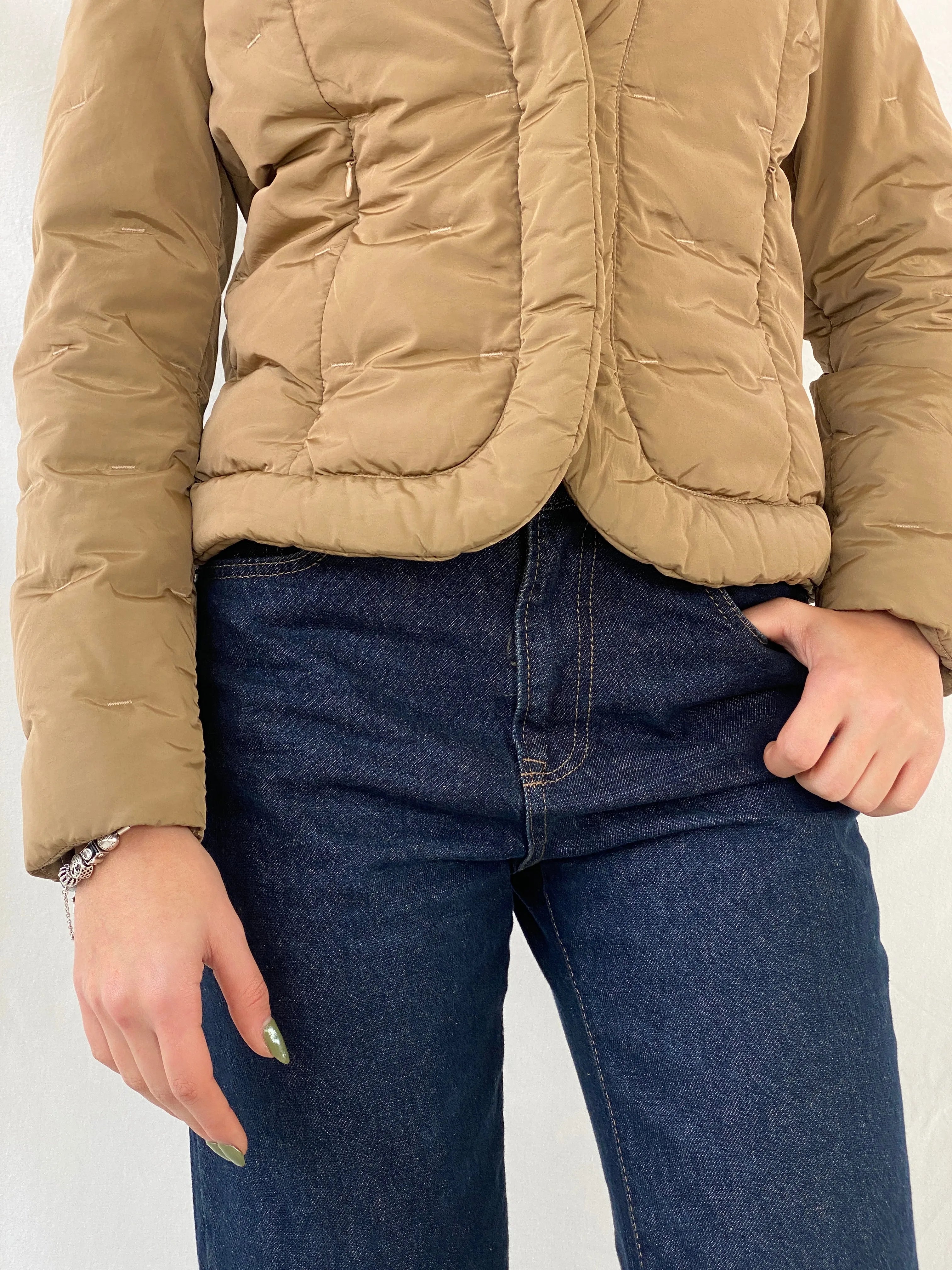 Max Mara Down Quilted Puffer Nylon Brown Snap Button Coat Jacket - S - Balagan Vintage Puffer Jacket 90s, Coats&Jackets, puffer jacket, rare find, rare vintage, Syntia, winter, Women's Windbreaker Jackets