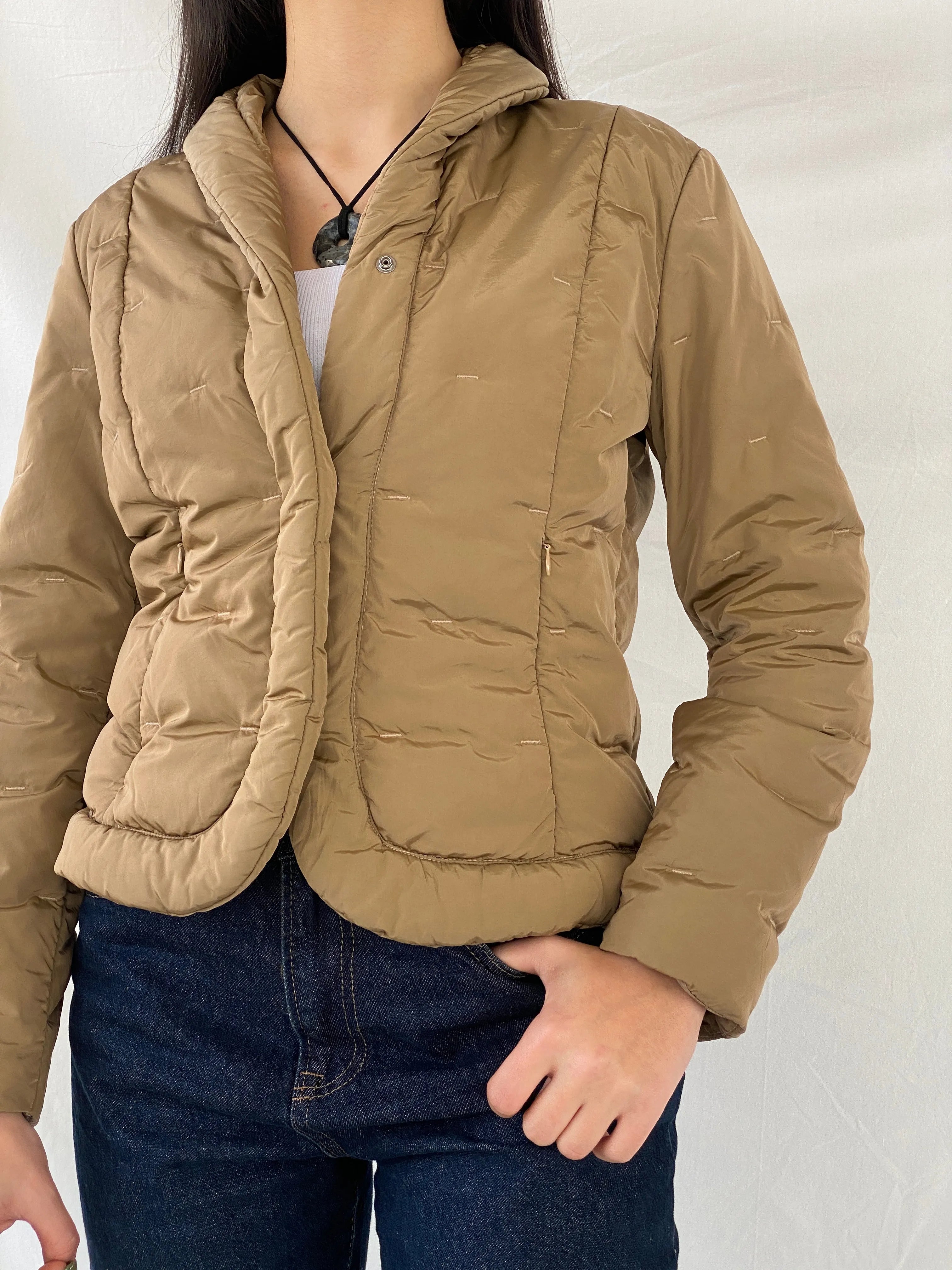 Max Mara Down Quilted Puffer Nylon Brown Snap Button Coat Jacket - S - Balagan Vintage Puffer Jacket 90s, puffer jacket, rare find, rare vintage, Syntia, winter