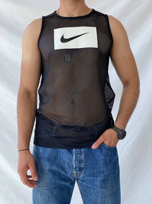 Nike Mesh Activewear Black Tank Top - S - Balagan Vintage Sleeveless Top 90s, men top, mesh, Ramez, sleeveless top