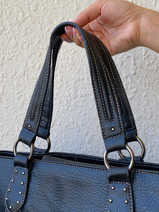 Nine West Faux Leather Studded Black Satchel Purse Women’s Shoulder Bag - Balagan Vintage Handbags 00s, 90s, bag, NEW IN, shoulder bag, Y2K
