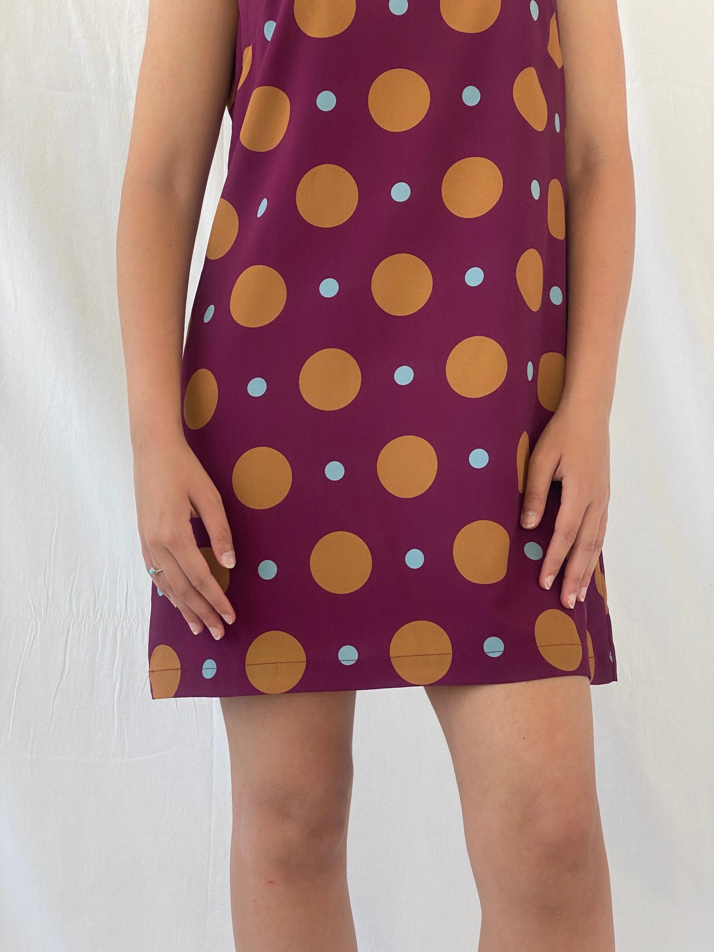 Princess Highway 60s-Inspired Dots Purple Turtle Neck Short Dress - L - Balagan Vintage Midi Dress Celine, dress, midi dress, Y2K dress