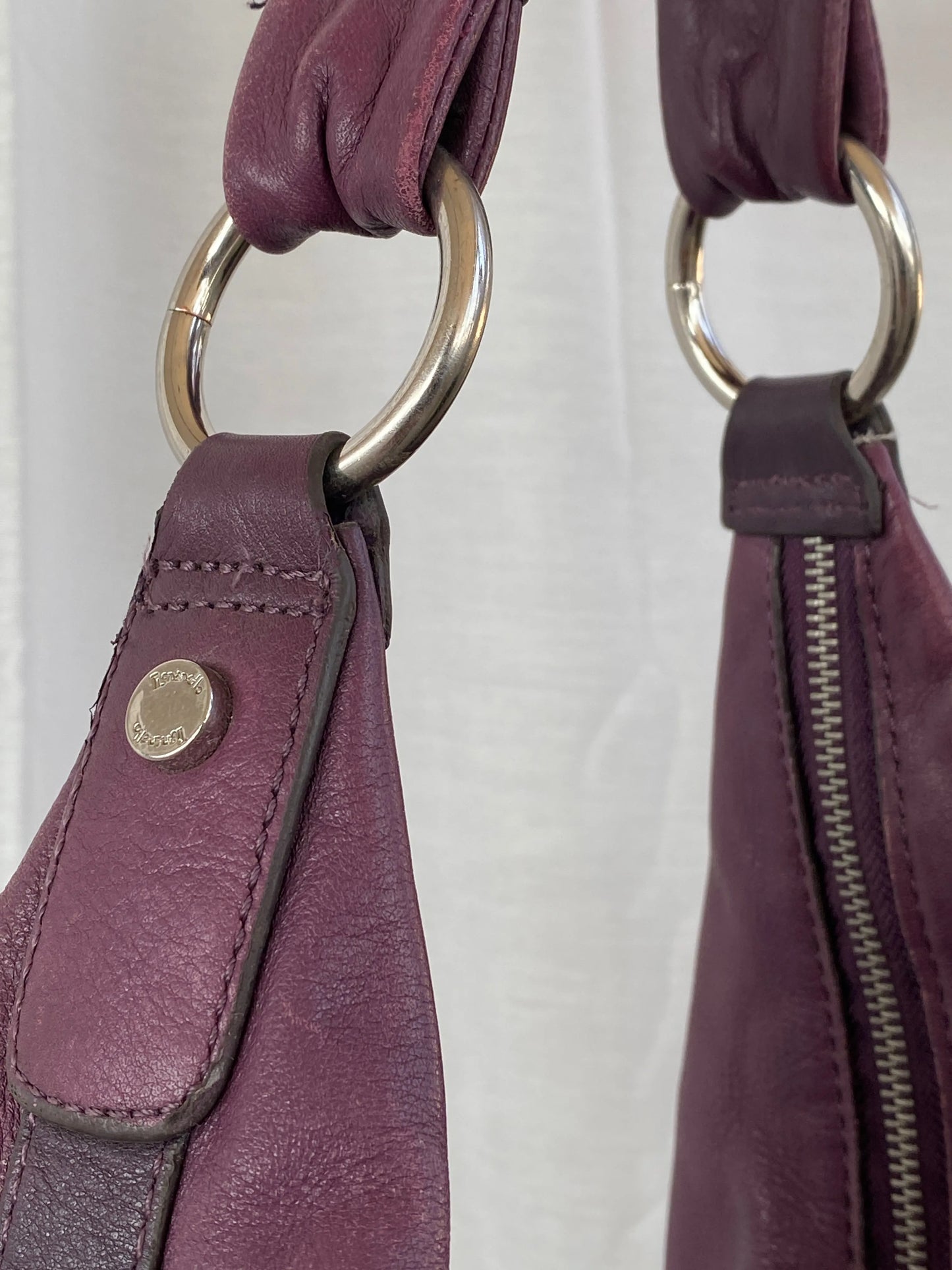Purple Tignanello Leather Hobo Shoulder Bag - Balagan Vintage Handbags 90s