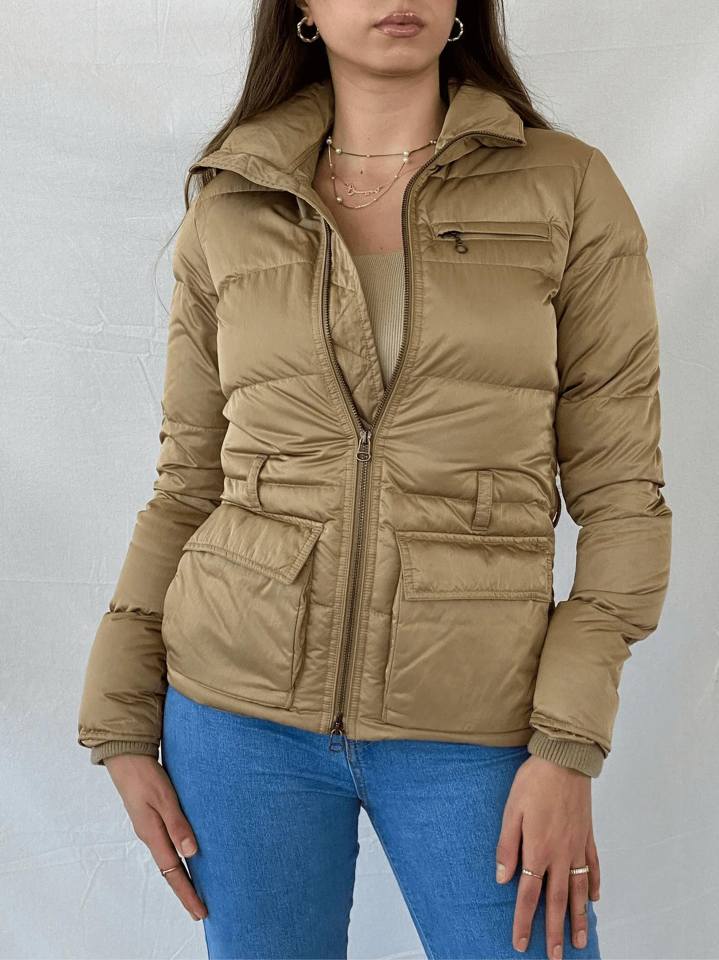 Ralph Lauren Gold Quilted Short Puffer Jacket - XS - Balagan Vintage Puffer Jacket 90s, Coats&Jackets, Mira, puffer jacket, ralph lauren, winter, Women's Windbreaker Jackets