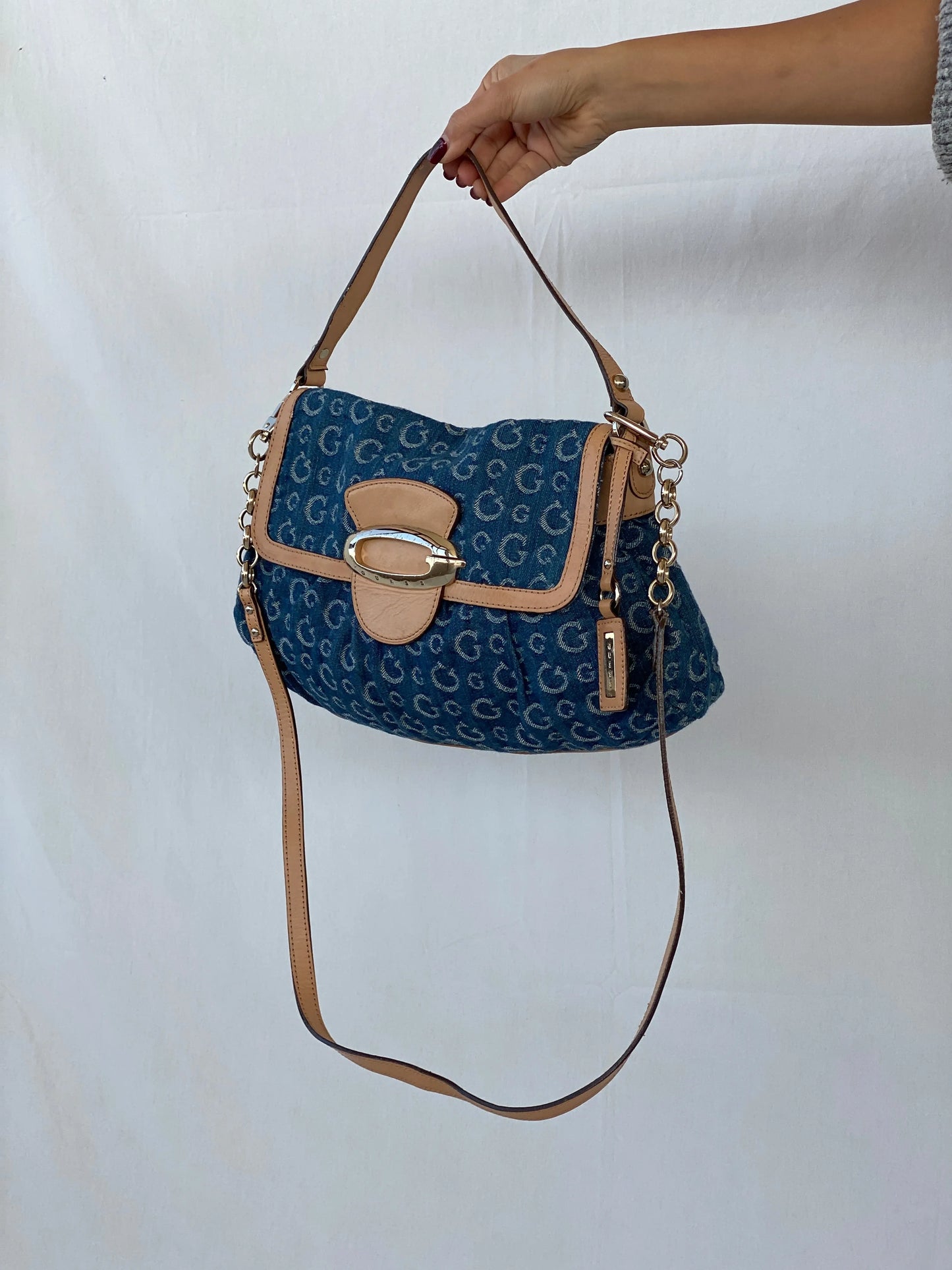 Rare 00s Guess by Marciano Monogram Denim Shoulder Bag - Balagan Vintage Handbags 90s, bag, consignment, Deals, handbag, Sepsa, shoulder bag