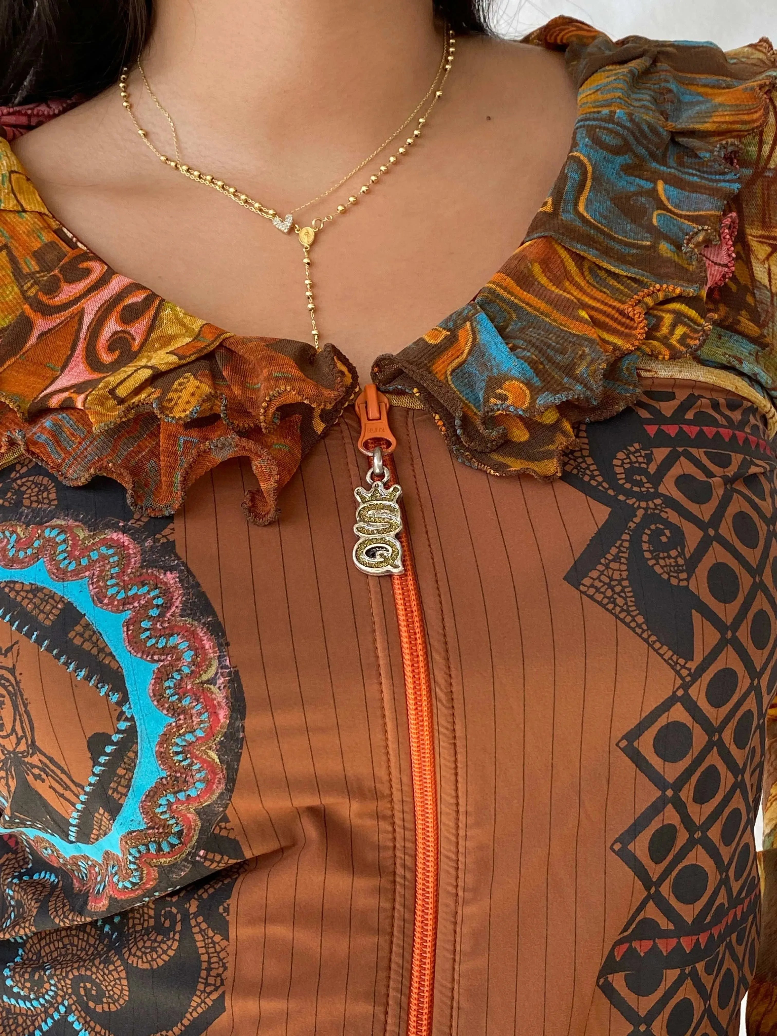 Rare Vintage Save The Queen Graphic Multicolored Zip Up Mesh Top - M - Balagan Vintage Full Sleeve Top 00s, Deals, full sleeve top, Lana, save the queen, summer