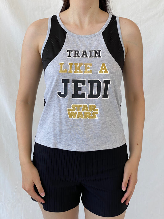 Star Wars Train Like A Jedi Sports Gray & Black Tank Top - M - Balagan Vintage Sleeveless Top 00s, Ayah, consignment, NEW IN, Rand, summer, women top