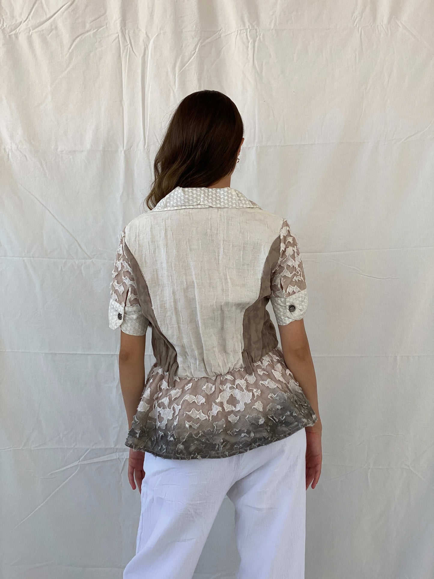 Statement Angels Never Die Linen Lace Blend Embellished Blazer - L - Balagan Vintage Half Sleeve Blazer 90s, blazer, Coats&Jackets, Deals, full sleeve blazer, Mira, winter, Women's Blazers