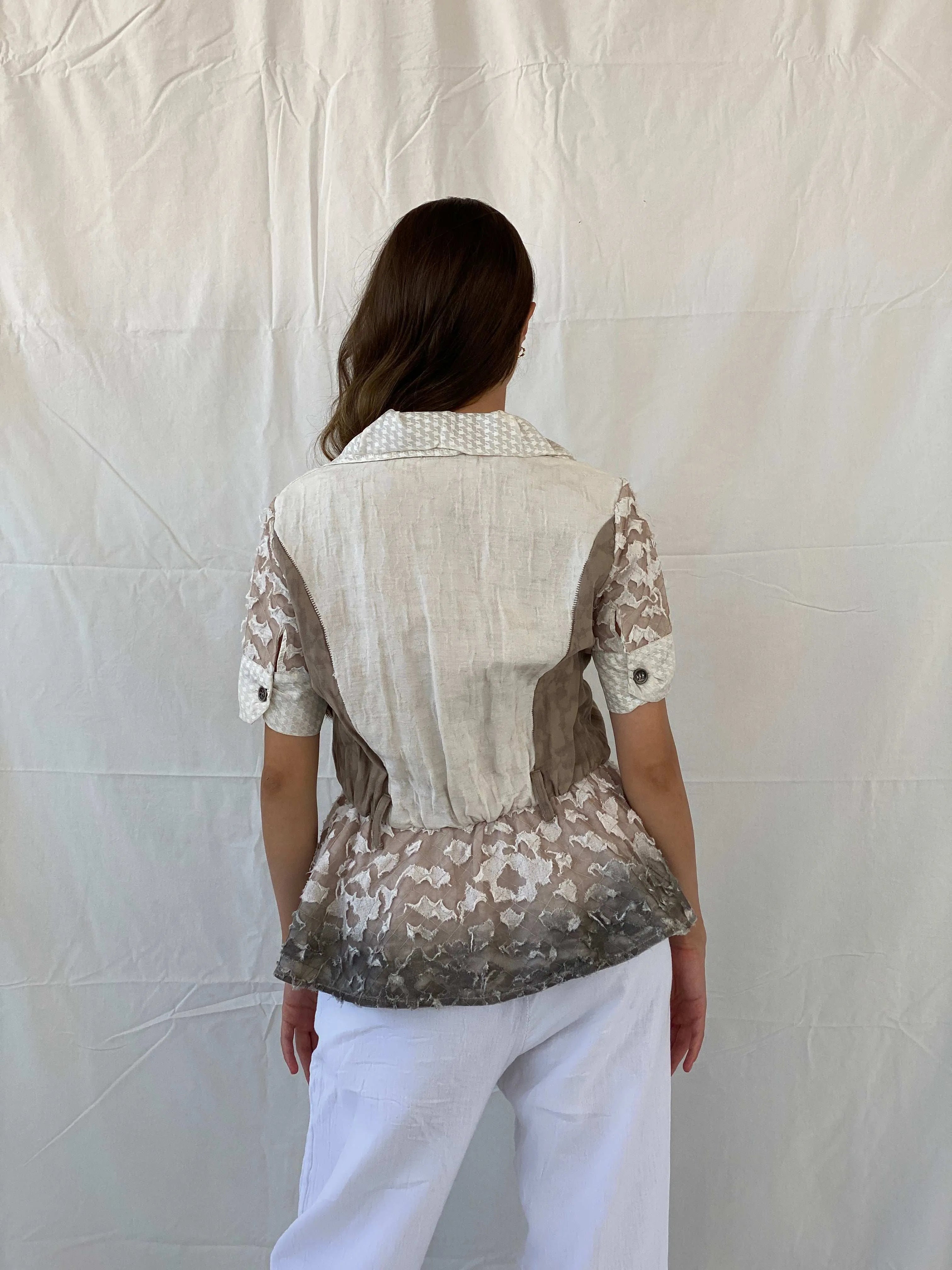 Statement Angels Never Die Linen Lace Blend Embellished Blazer - L - Balagan Vintage Half Sleeve Blazer 90s, blazer, Coats&Jackets, Deals, full sleeve blazer, Mira, winter, Women's Blazers