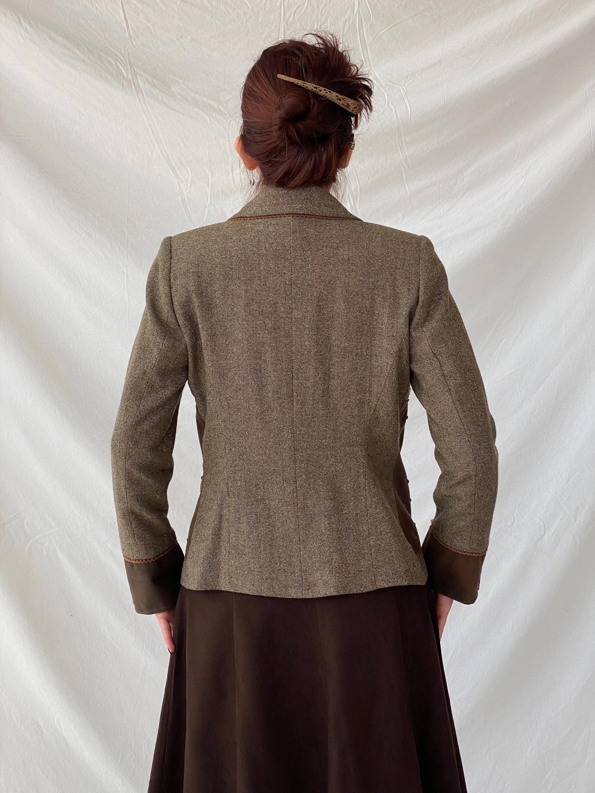 Statement Gürler Giyim Women’s Suede-Like Patches Brown Blazer - L - Balagan Vintage Blazer 00s, Ayah, blazer, Coats&Jackets, consignment, Dana, tweed blazer, vintage blazer, Women's Blazers