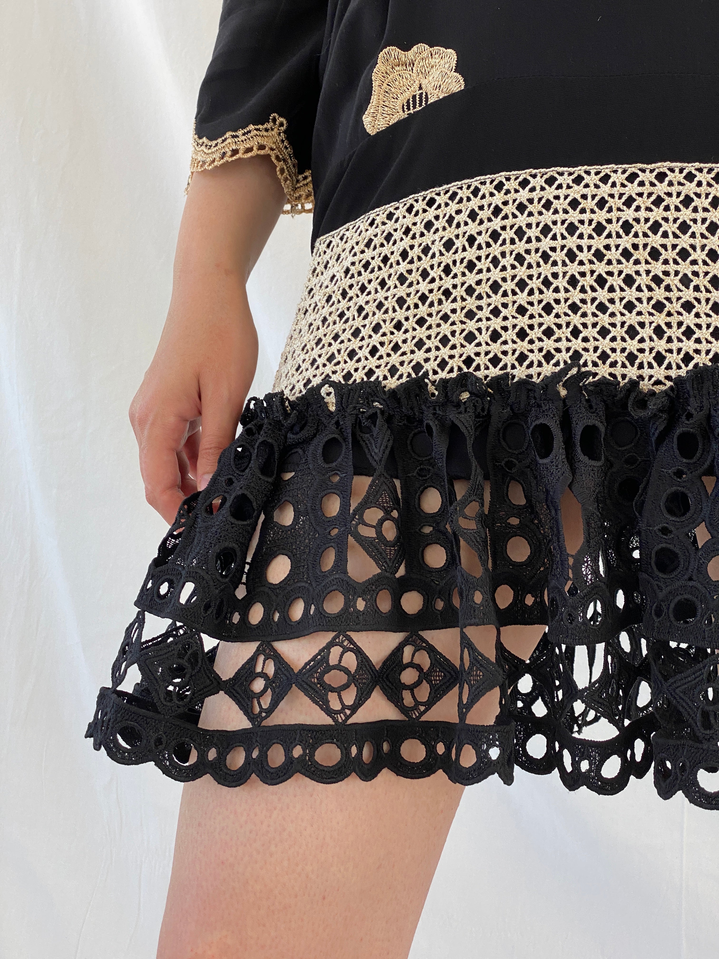 Statement Laurie & Joe Black Boho Core Embellished Indie Short Dress - M - Balagan Vintage Midi Dress Ayah, black dress, Boho, consignment, dress, Janan, midi dress, NEW IN, vintage dress, Wedding Guest