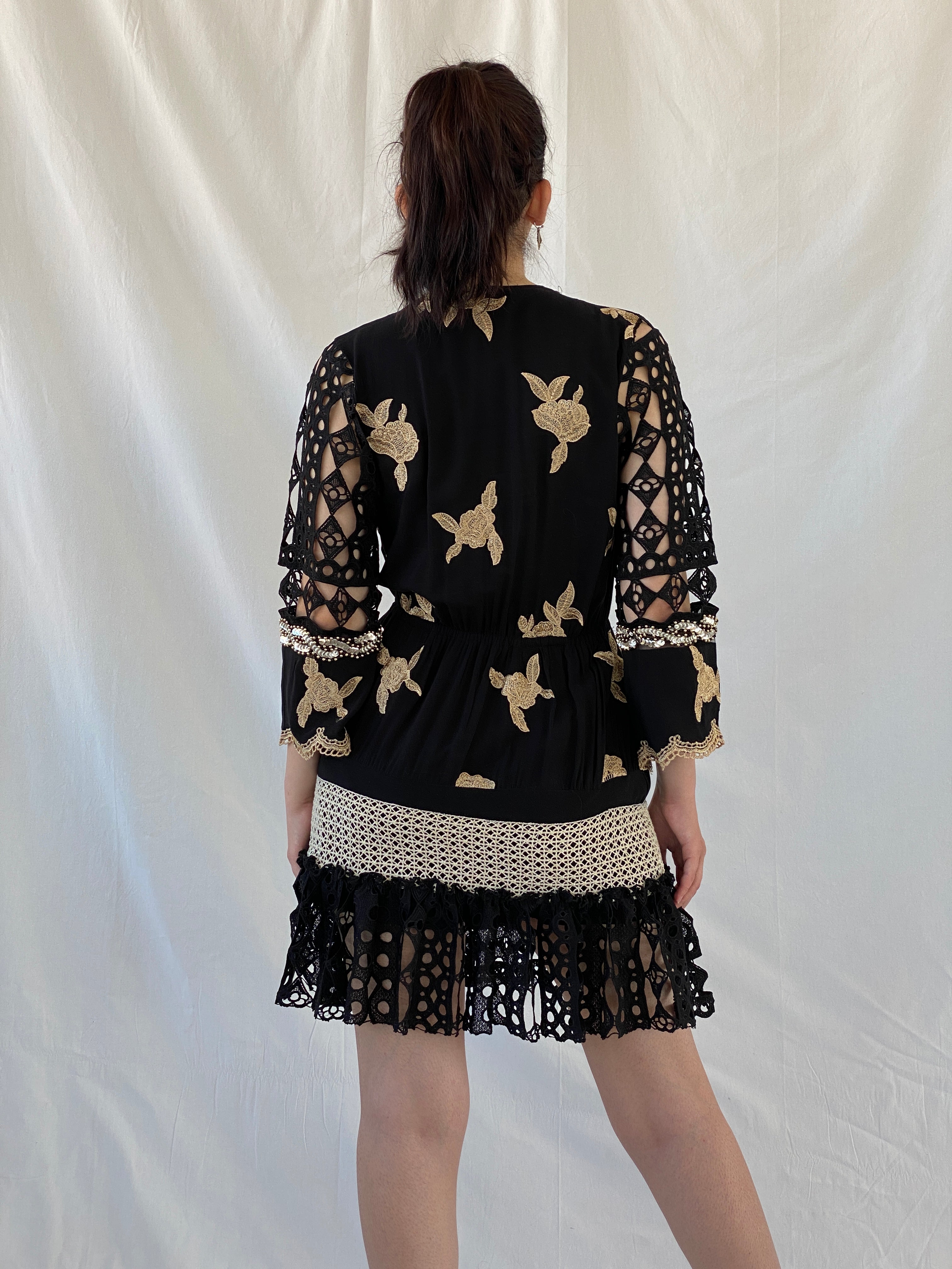 Statement Laurie & Joe Black Boho Core Embellished Indie Short Dress - M - Balagan Vintage Midi Dress Ayah, black dress, Boho, consignment, dress, Janan, midi dress, NEW IN, vintage dress, Wedding Guest